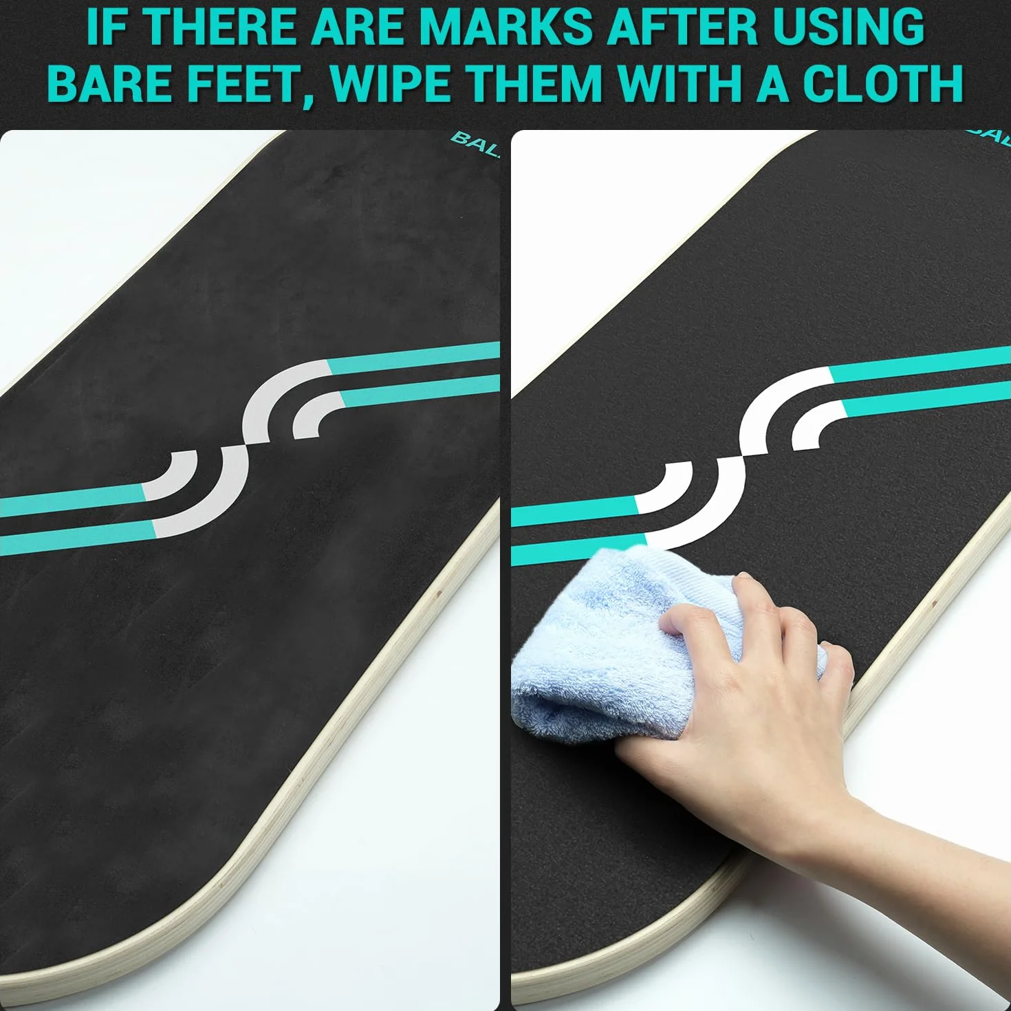 Sportneer Deska balansowa, 7 trybów deska do balansowania indoor skateboard surf balance board z regulowanymi stoperami - wałek i piłka 7,1 cm w zestawie, niebieski i czarny