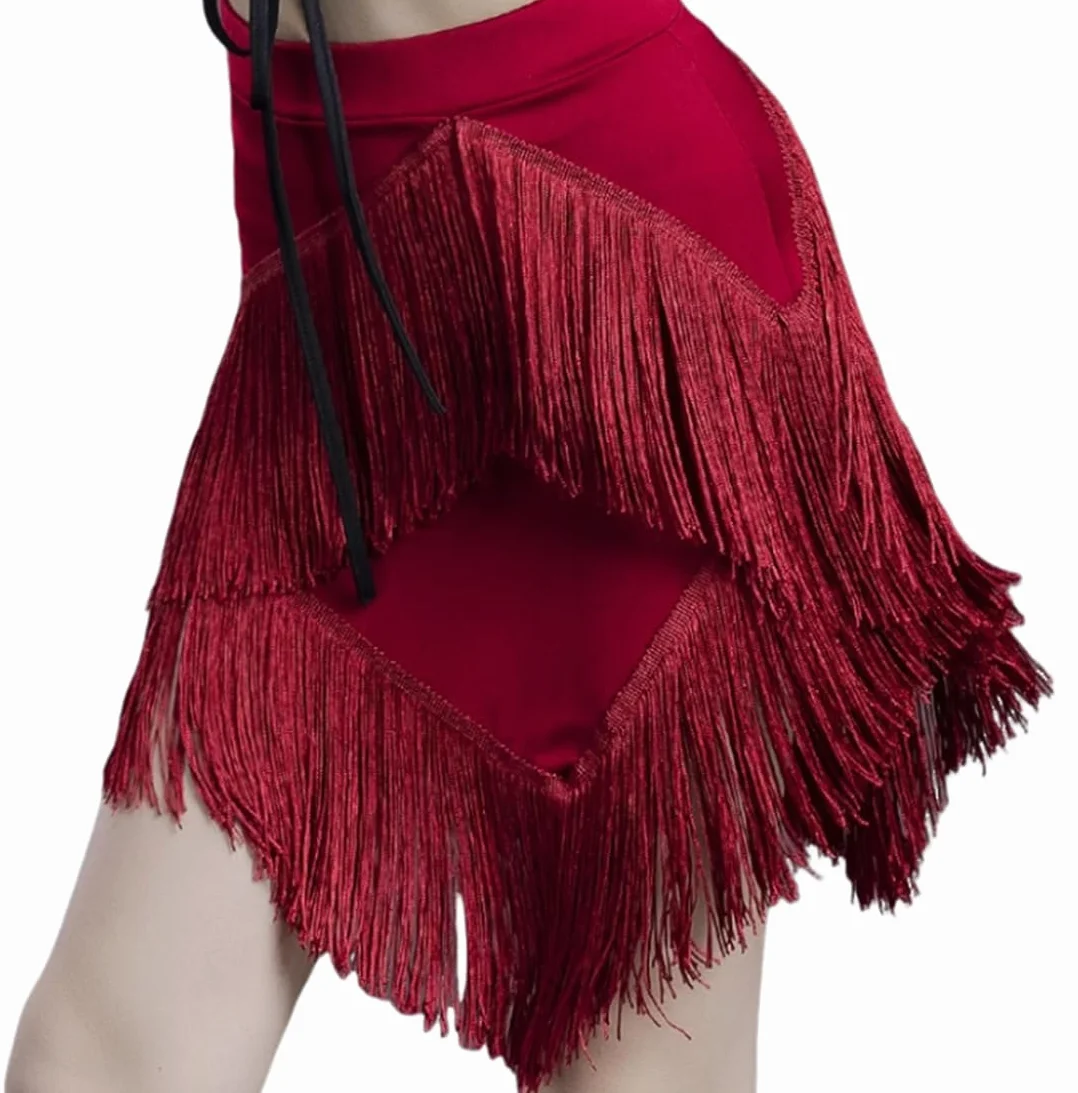 Spódnica do tańca dla dziewcząt Frędzle Latin Ballroom Tango Taniec brzucha Chusta na biodra Spódnica z frędzlami Rumba Cha Cha Samba Konkursowa sukienka do tańca