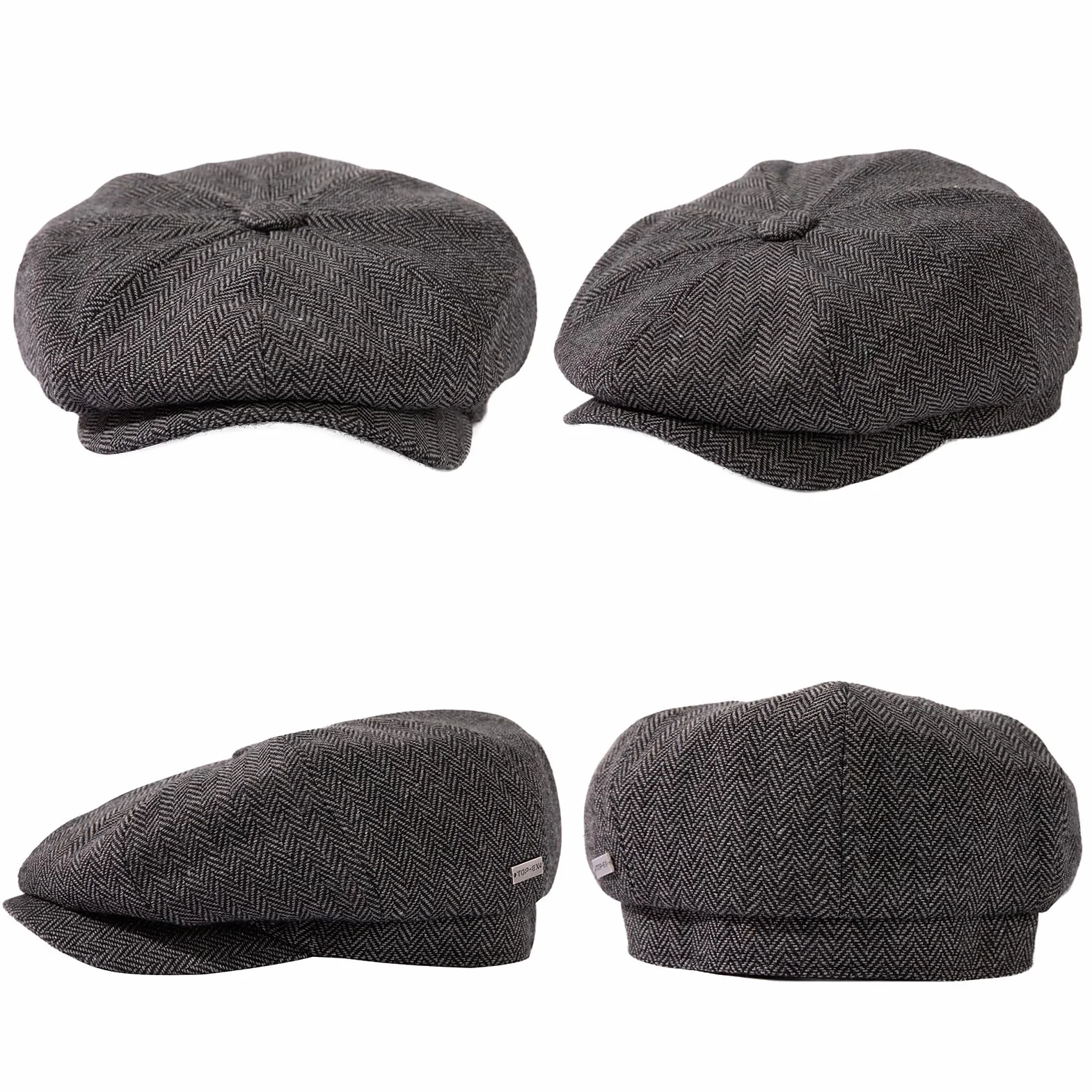 TOP-EX L/XL/XXL wełniana tweedowa czapka gazeciarza dla mężczyzn Paperboy ciepła czapka zimowa vintage płaski bluszcz taksówkarz czapka Gatsby