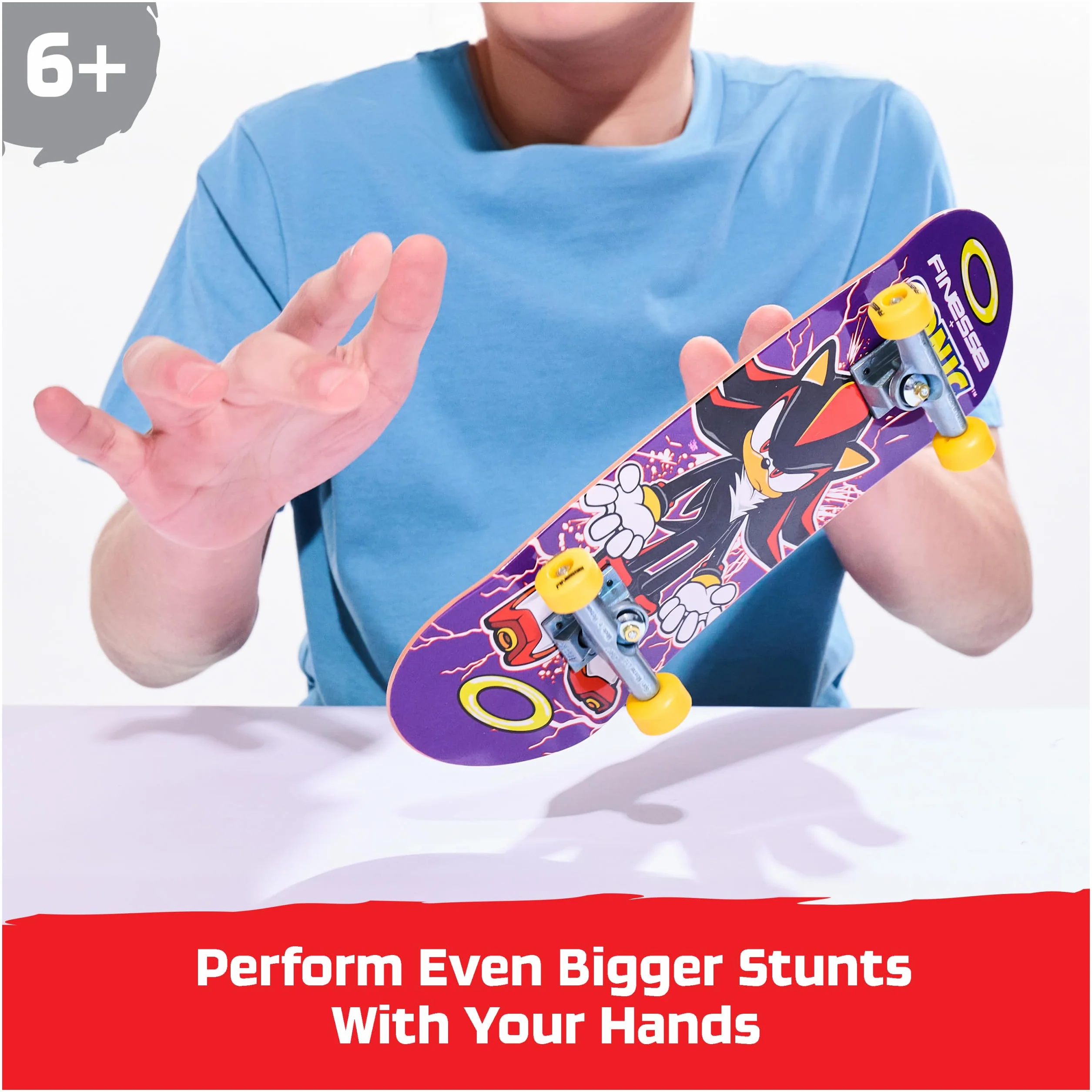 Tech Deck - Skate na palcach - 1 ręczna deska Sonic Finesse Teck Deck - Deska Sonic Finesse w formacie kolekcjonerskim 27 cm - Jazda na deskorolce rękami lub ekspozycja - Mini skate - Zabawka dla