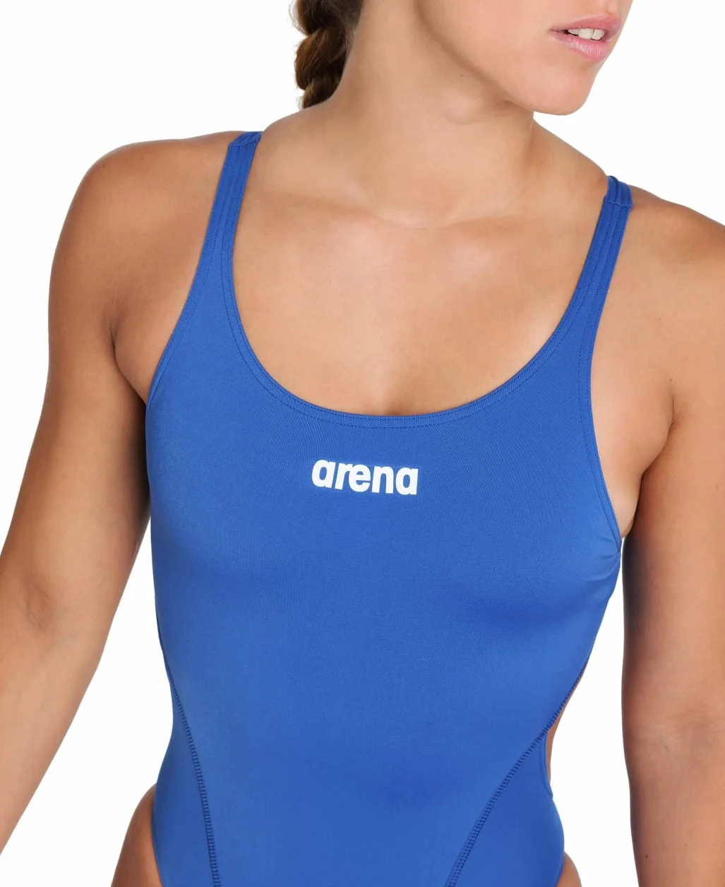 ARENA Damski strój kąpielowy Women's Team Swim Tech Solid jednoczęściowy kombinezon, królewski biały, 46, biały królewski