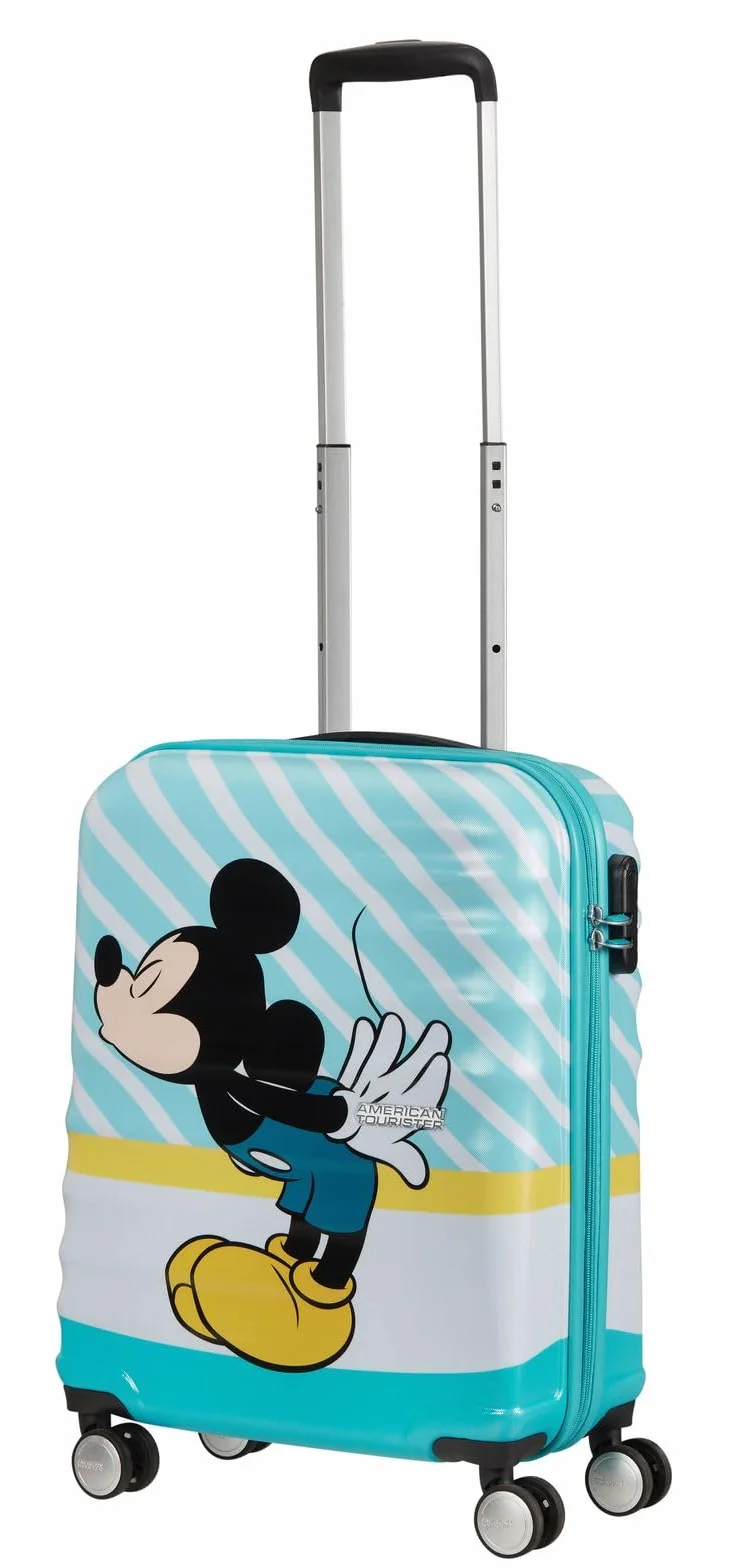 American Tourister Wavebreaker Disney - Walizka Kabinowa 55x40x20 cm, Walizka Twarda, Trolley Kabinowy dla Ryanair & Wiekszosci Linii Lotniczych - Mickey Blue Kiss