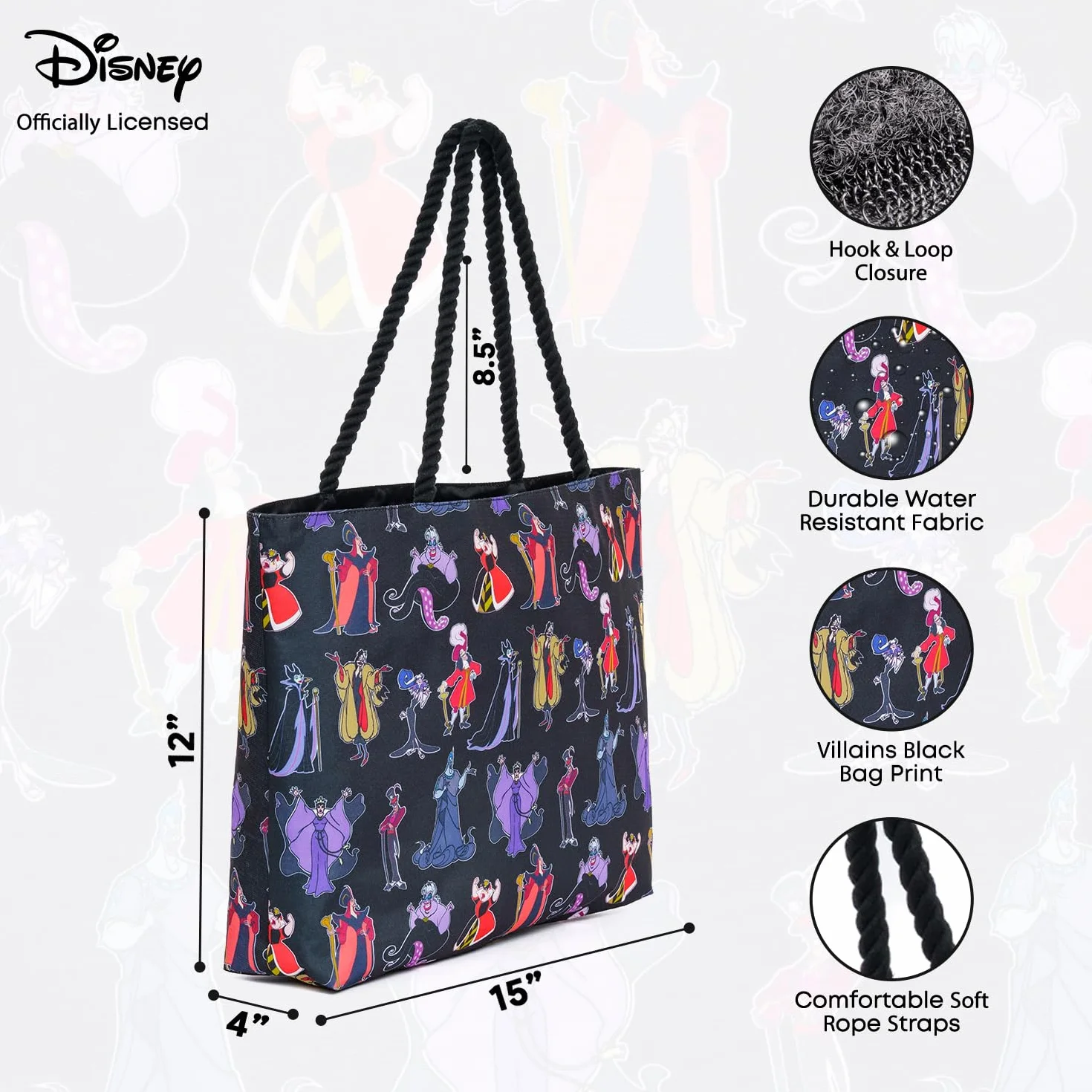 Disney Torba do przenoszenia Princess Villains Ursula Evil Queen Maleficent Cruella de Vil