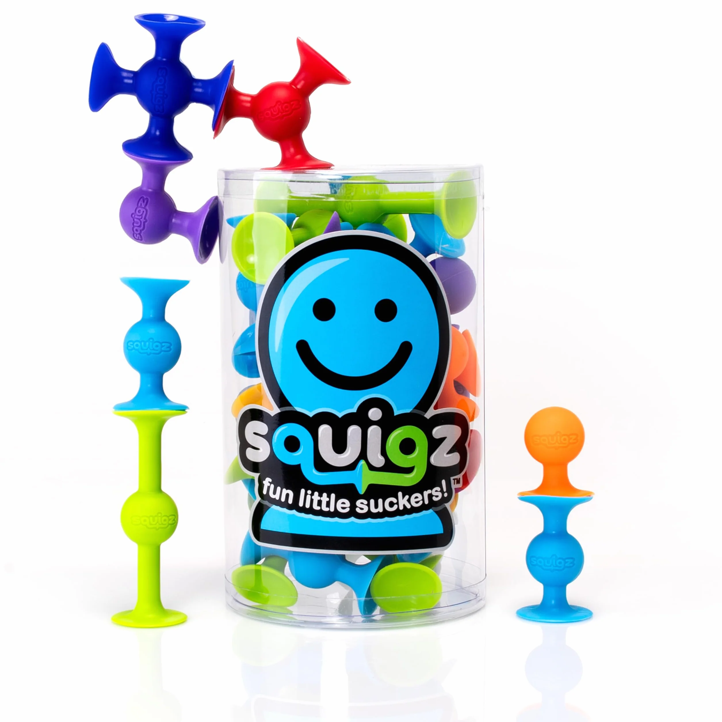 Fat Brain Toys 24-częściowy zestaw startowy Squigz, zabawka ssąca do sortowania i układania dla dzieci