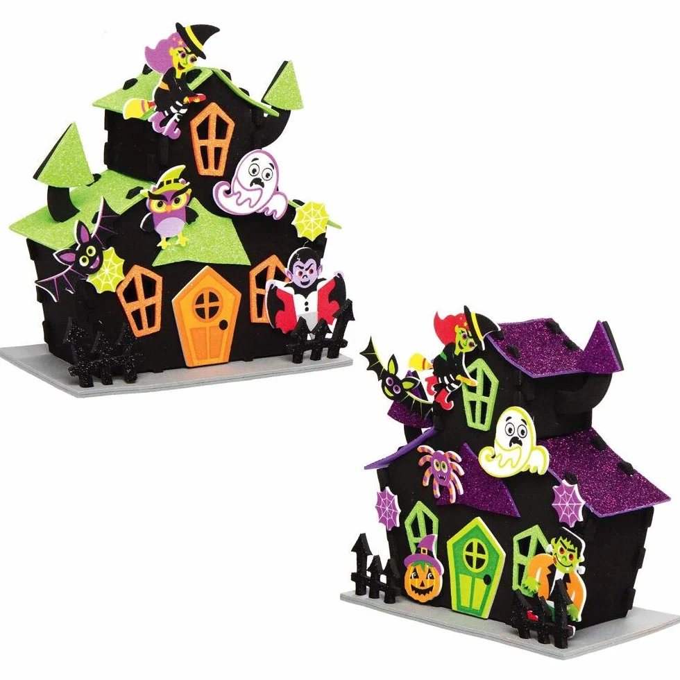 Baker Ross AX257 Halloween nawiedzony dom zestawy - zestaw 2 szt., do dekoracji na Halloween, sztuki i rzemiosła, prezentów i zajęć imprezowych