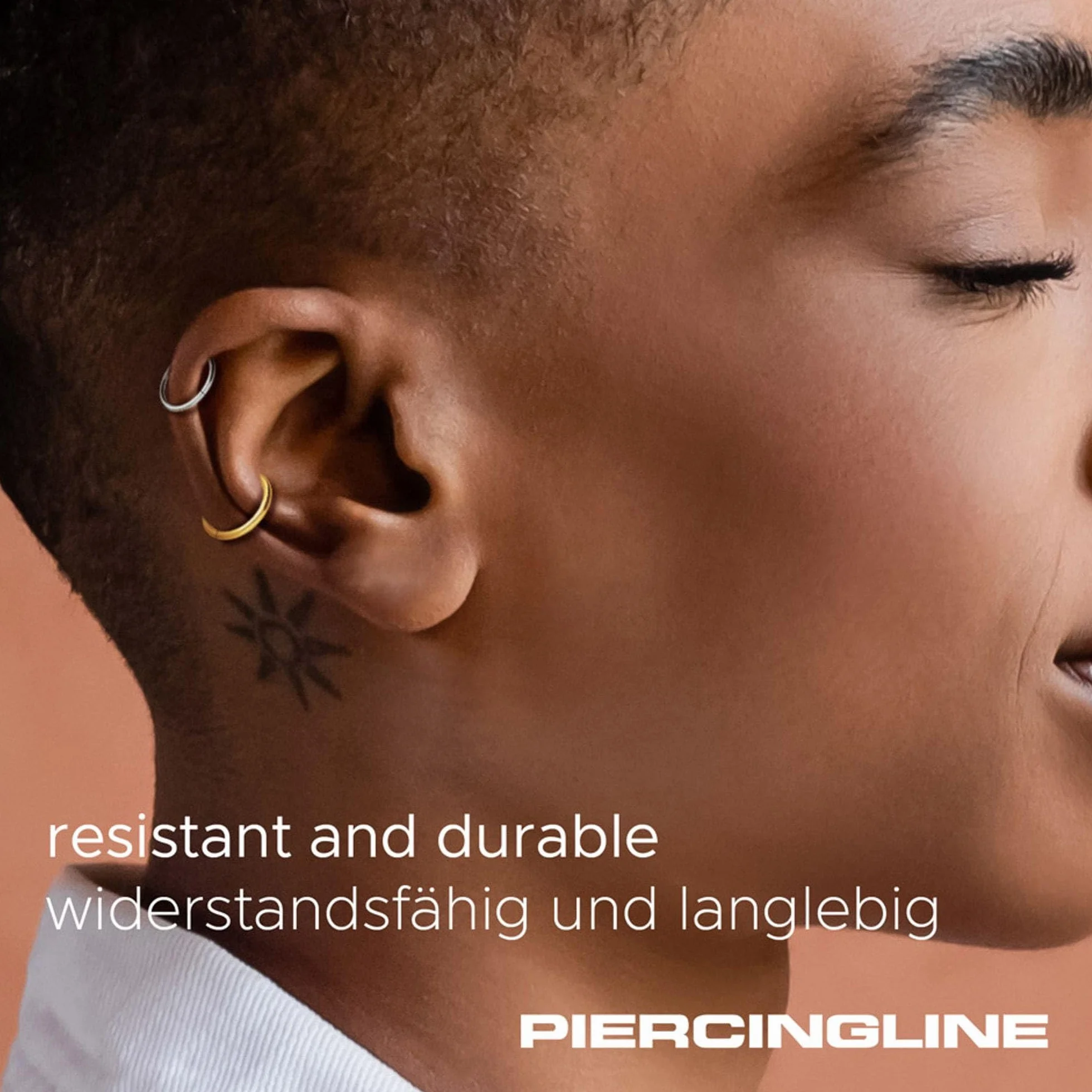 PIERCINGLINE Kolczyk segmentowy typu clicker ze stali chirurgicznej – piercing w kolorze złotym, srebrnym, różowym, czarnym lub niebieskim – do nosa, przegrody nosowej, ucha, helix lub tragus