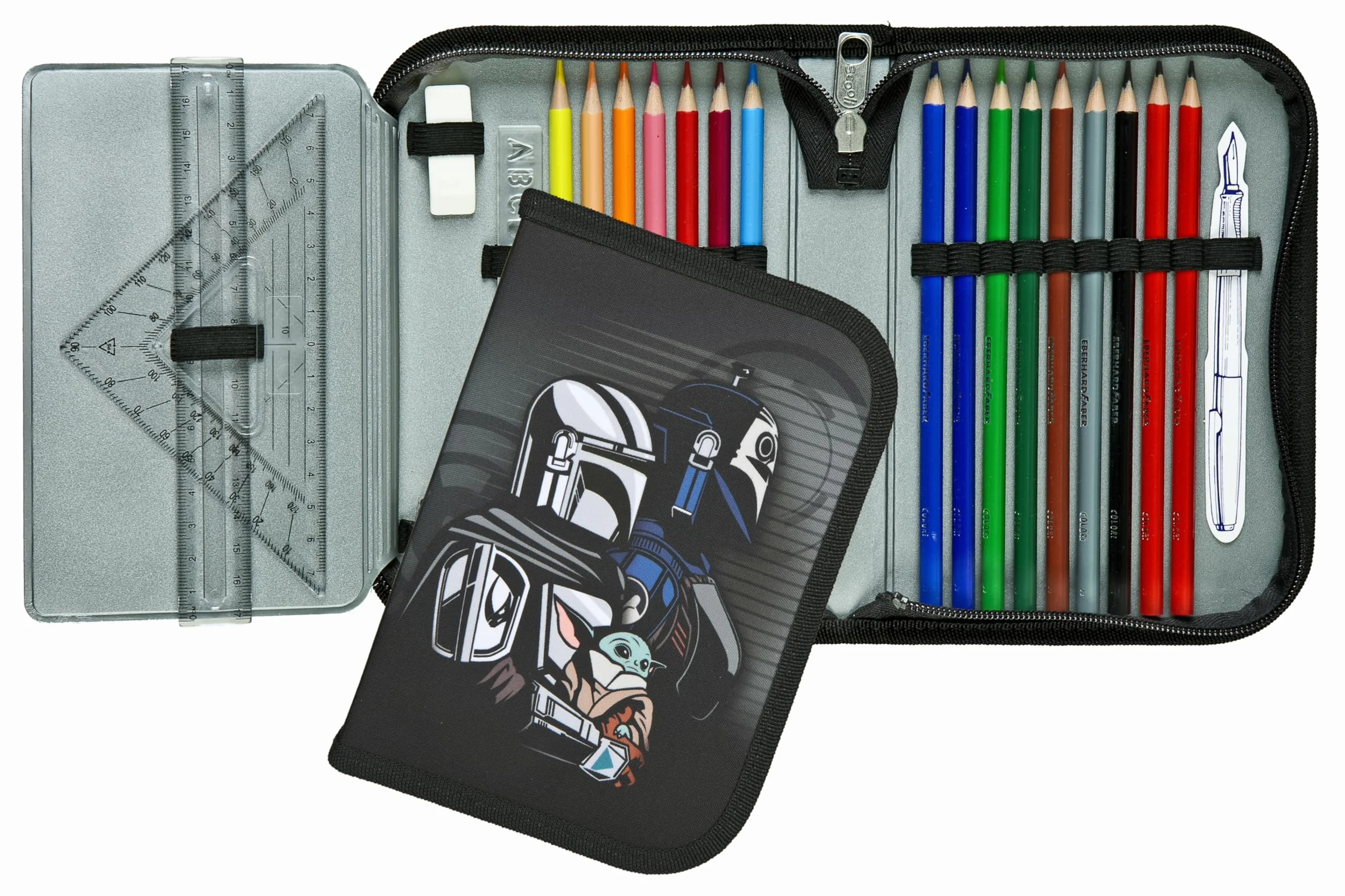 Scooli - Wypełniony piórnik szkolny Star Wars – piórnik z wysokiej jakości długopisami i akcesoriami – idealny do szkoły, na czas wolny i w podróży – od 6 lat
