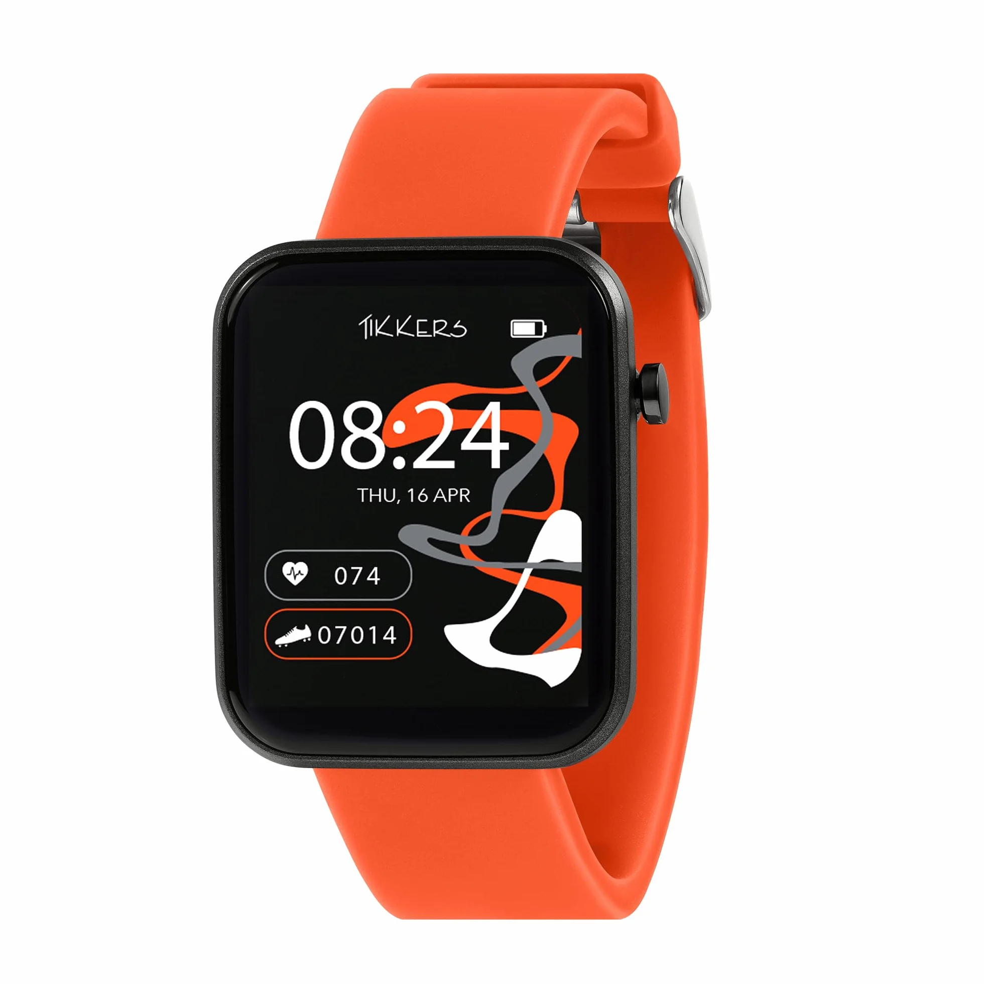 Tikkers Kids Series 13 Smart Watch z trackerem fitness, budzikiem, kamerą, połączeniem GPS, pulsometrem, licznikiem kroków, ekranem dotykowym, pomarańczowym paskiem silikonowym, pomarańczowy, Jeden