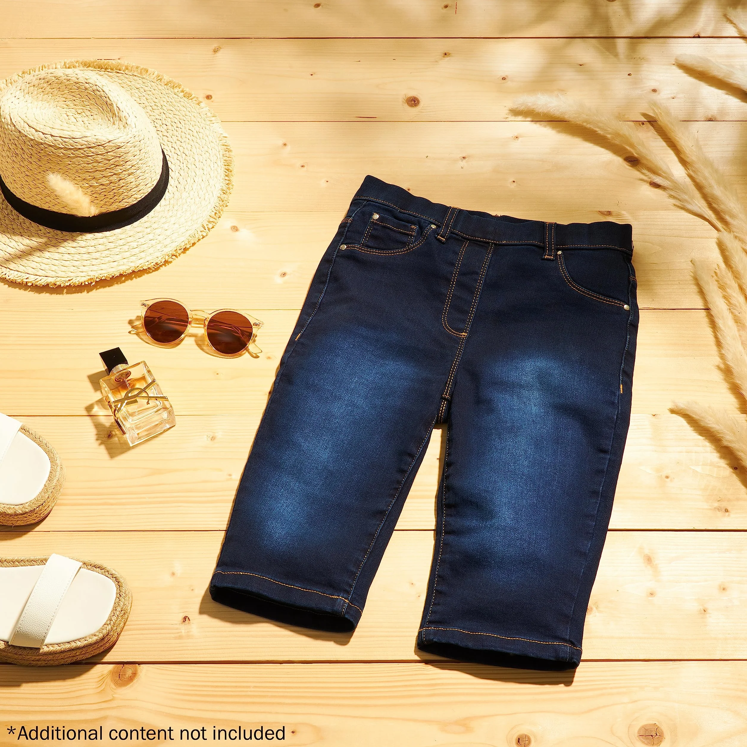 CityComfort Szorty Damskie nastolatki Letnie spodenki jeansowe Jegging dla kobiet Spodenki do kolan Wakacyjny, 8-20 Elastyczne spodenki do kolan z wysokim stanem Elastyczny pas (ciemnoniebieski, 16)