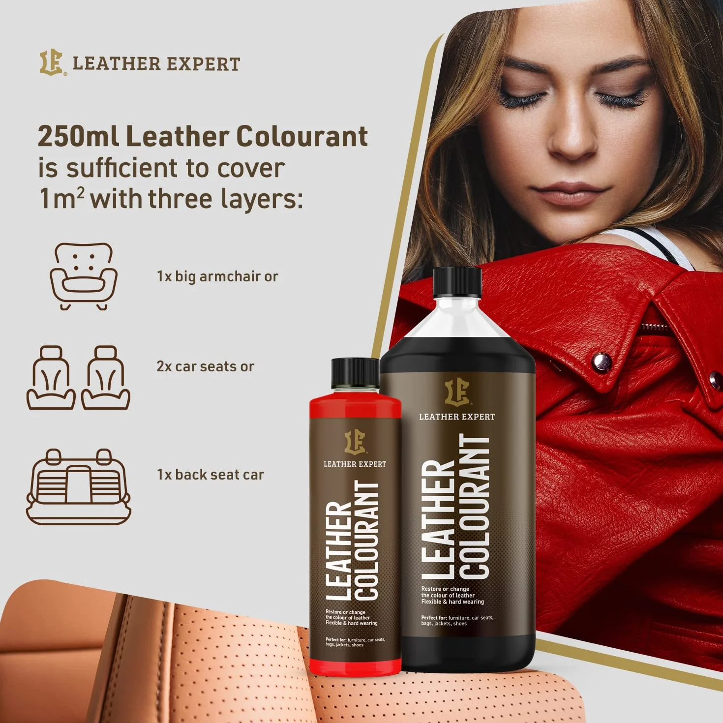Leather Expert Barwnik do Skór - Gotowy do Użycia, Wysokiej Jakości - Czarny, 50 ml
