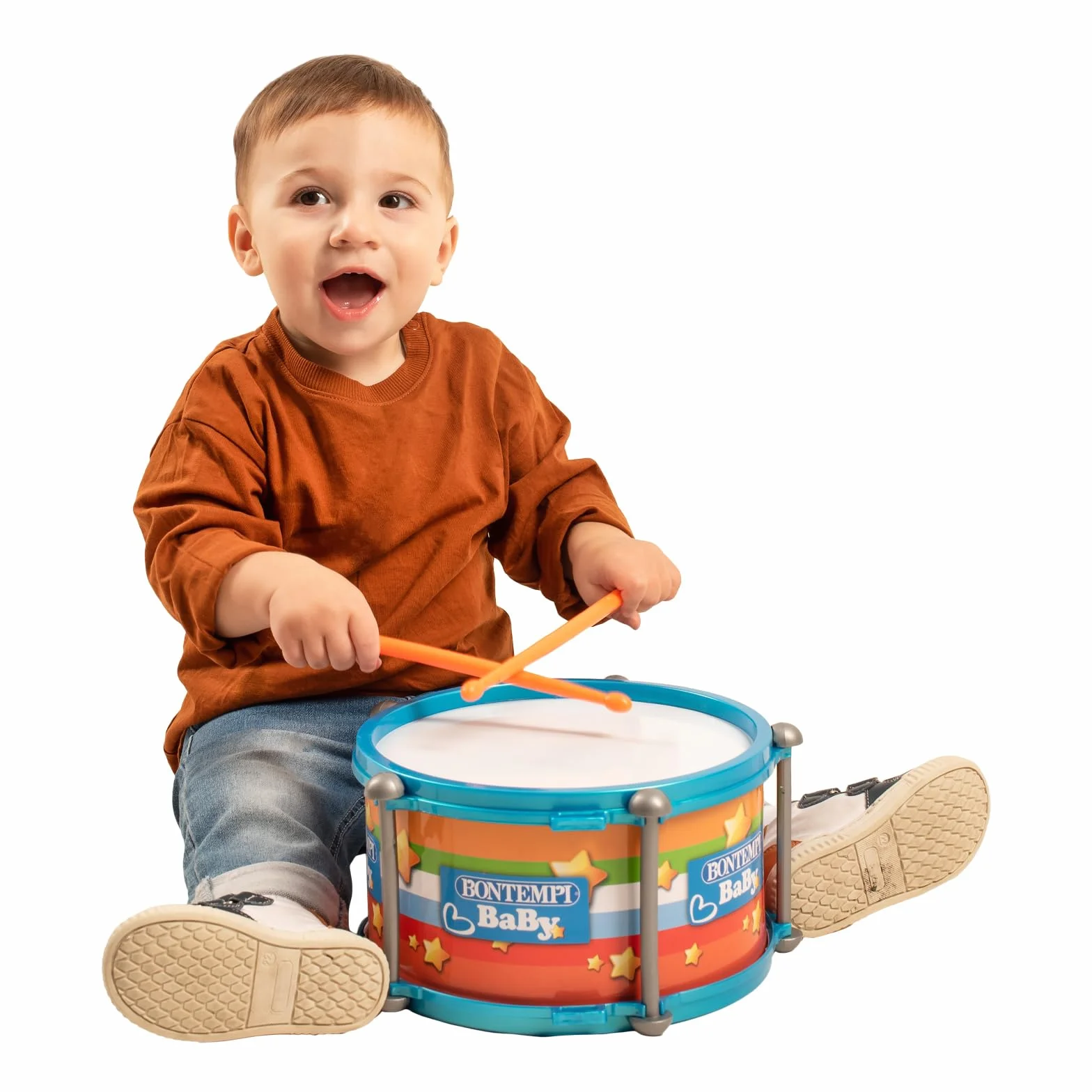 Bontempi | BabyBeat - Zabawka bębenek z podwójną membraną dla małych perkusistów, 245x245x135 mm