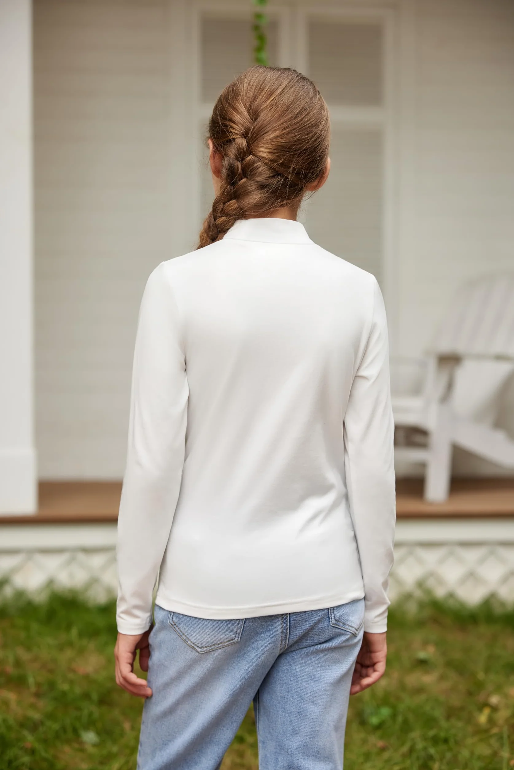 Arshiner Dziewczęca koszula z długim rękawem golf podkoszulki codzienne topy slim pulower unisex topy 3-12 lat