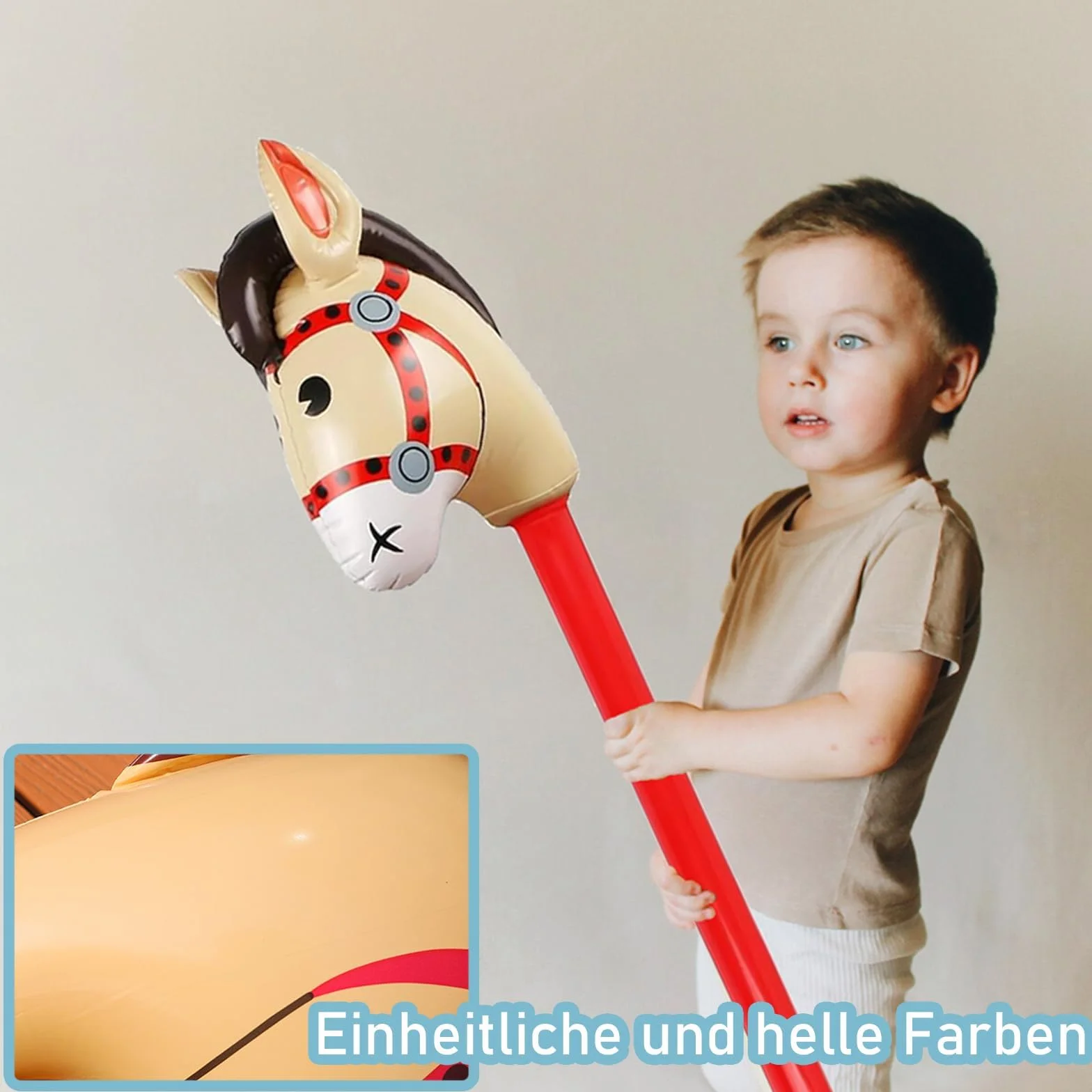 Nadmuchiwany koń, 2 sztuki, 80 cm, nadmuchiwany kijek do kucyka, do majsterkowania, hobby, dekoracja dla dzieci, kowbojska impreza tematyczna