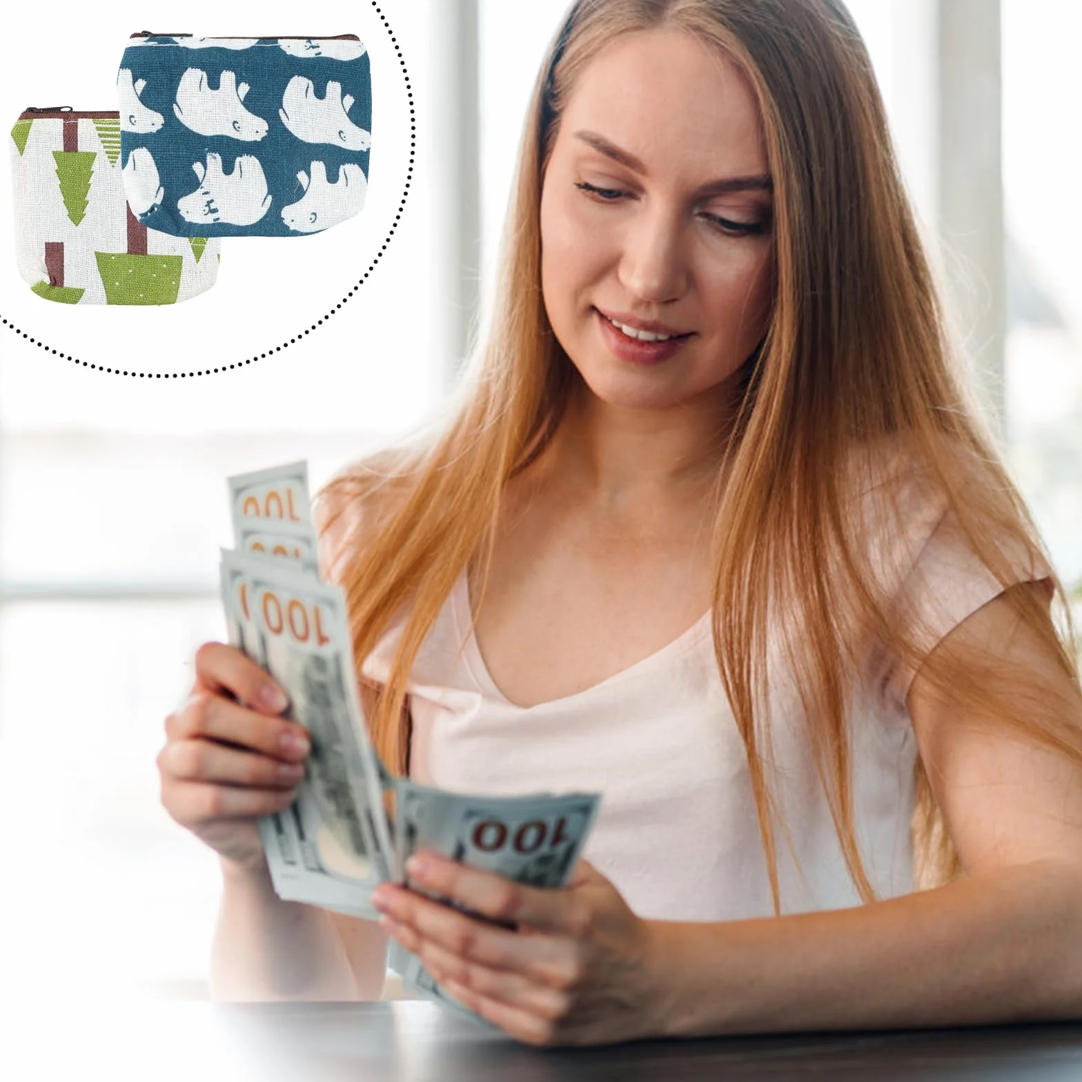 Dokeno 4 sztuki Portmonetka Chłopiec Dziewczyna Projekt Zwierząt Portmonetka Mały Brelok Portfel Mała płócienna Torba Zamek Błyskawiczny Na Karty Pieniądze Monety, Wielokolorowy, Współczesny