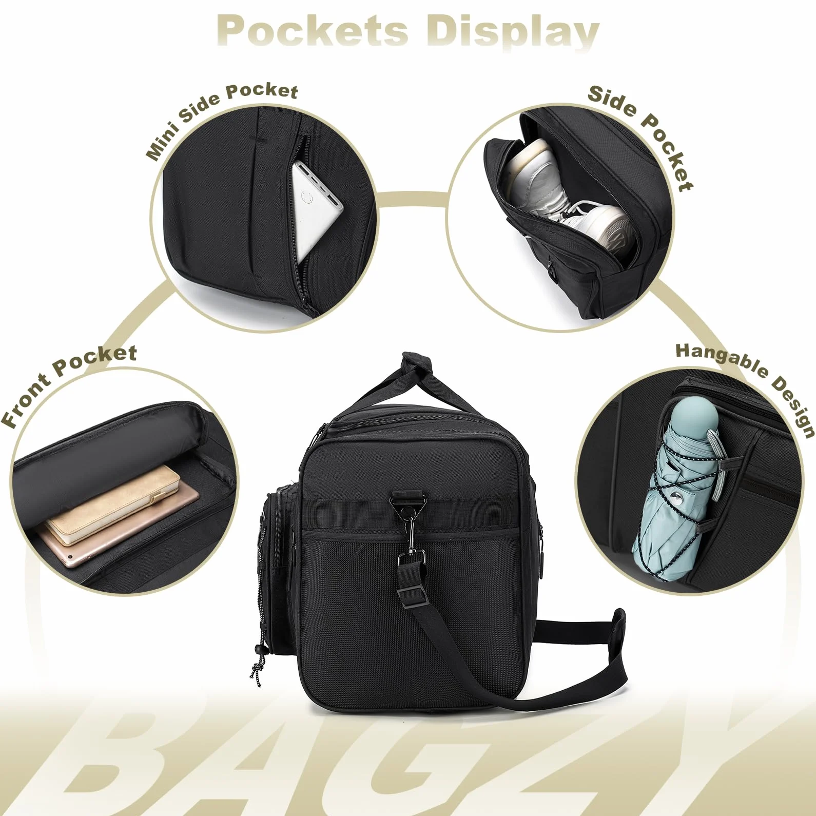 BAGZY Torba podróżna, 65 l, składana torba podróżna, sportowa torba na siłownię, torba weekendowa, torba na bagaż podręczny, bagaż podręczny, na noc, Żółto-niebieski (70 l), 65 x 30 x 35 cm Gris