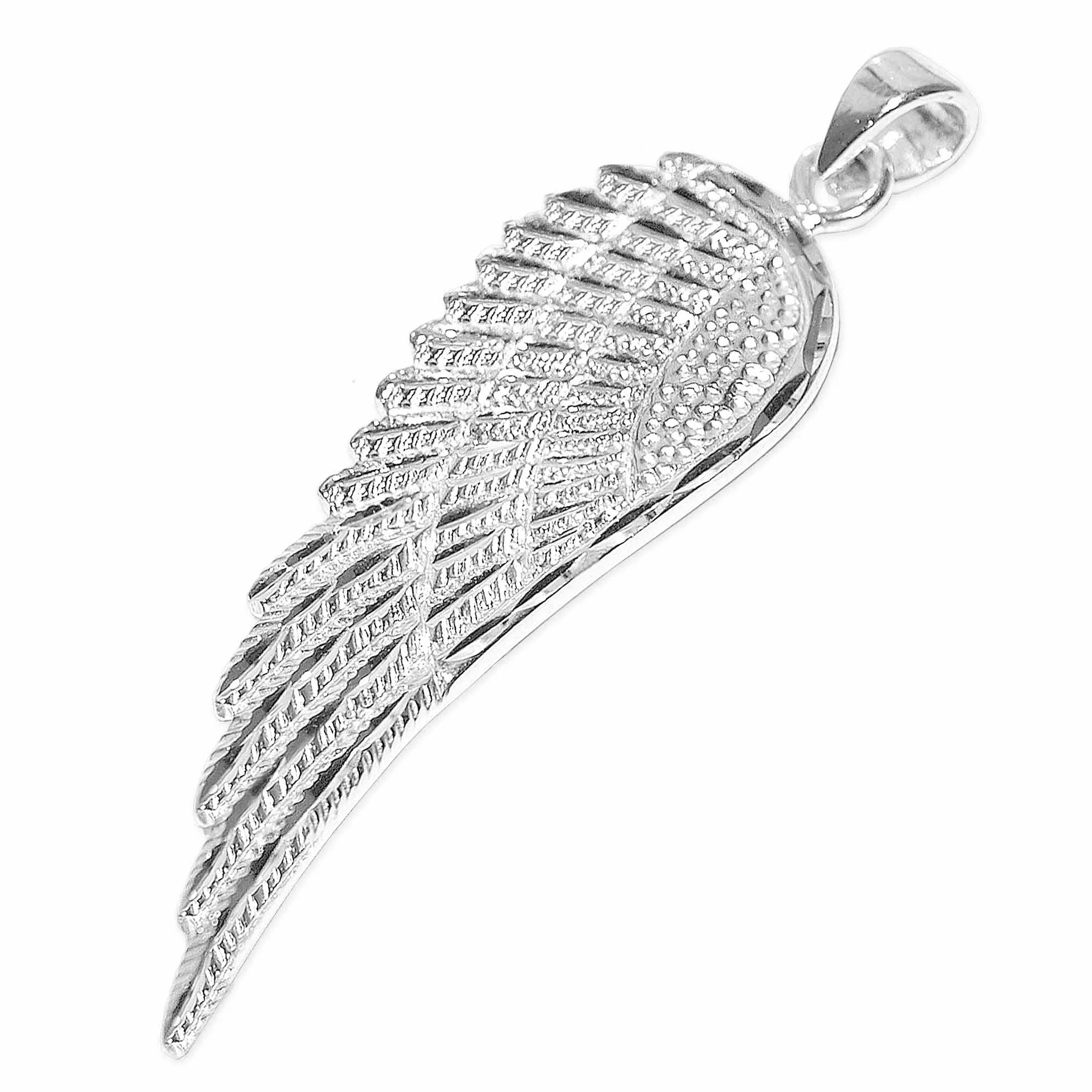 CLEVER SCHMUCK Zestaw srebrnych wisiorków duże skrzydła anioła 36 cm błyszczący diamentowany i łańcuszek pancerka 45 cm srebro wysokiej próby 925 rodowane