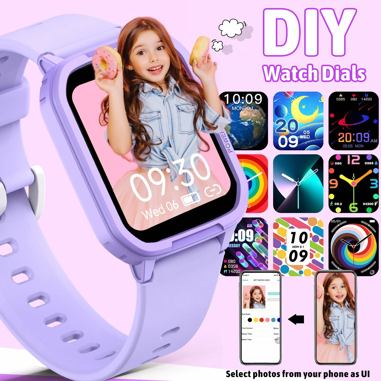 JOYELE Smartwatch dla Dzieci, Zegarek Fitness, Wodoodporny, 19 Sportów, Krokomierz, Budzik, Inteligentny Zegarek dla Dziewczynek i Chłopców, Prezent