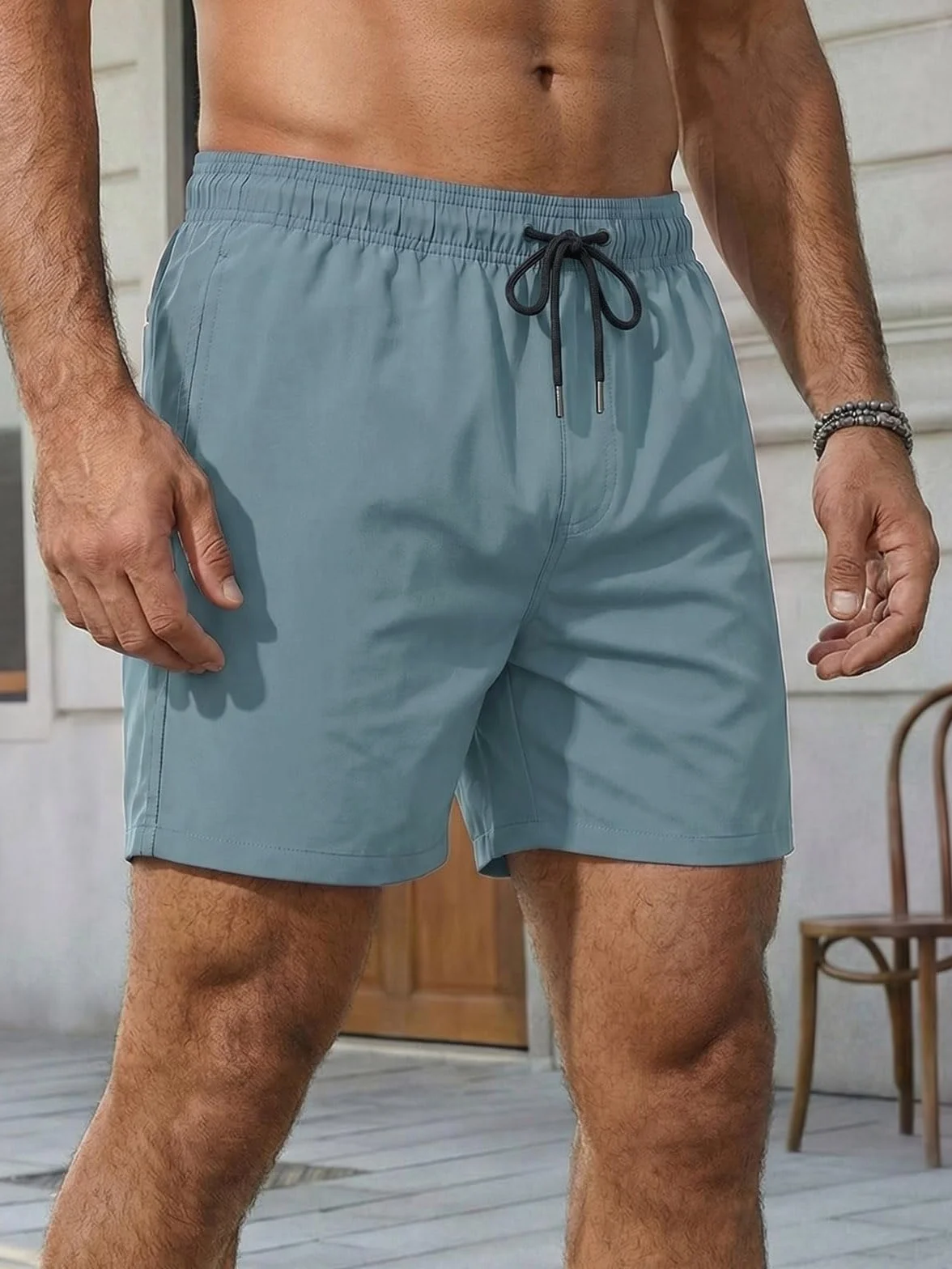 Runcati Kąpielówki męskie szybkoschnące szorty kąpielowe męskie gładkie plażowe kąpielówki elastyczne sportowe spodenki treningowe z podszewką z siatki i kieszenią na zamek błyskawiczny