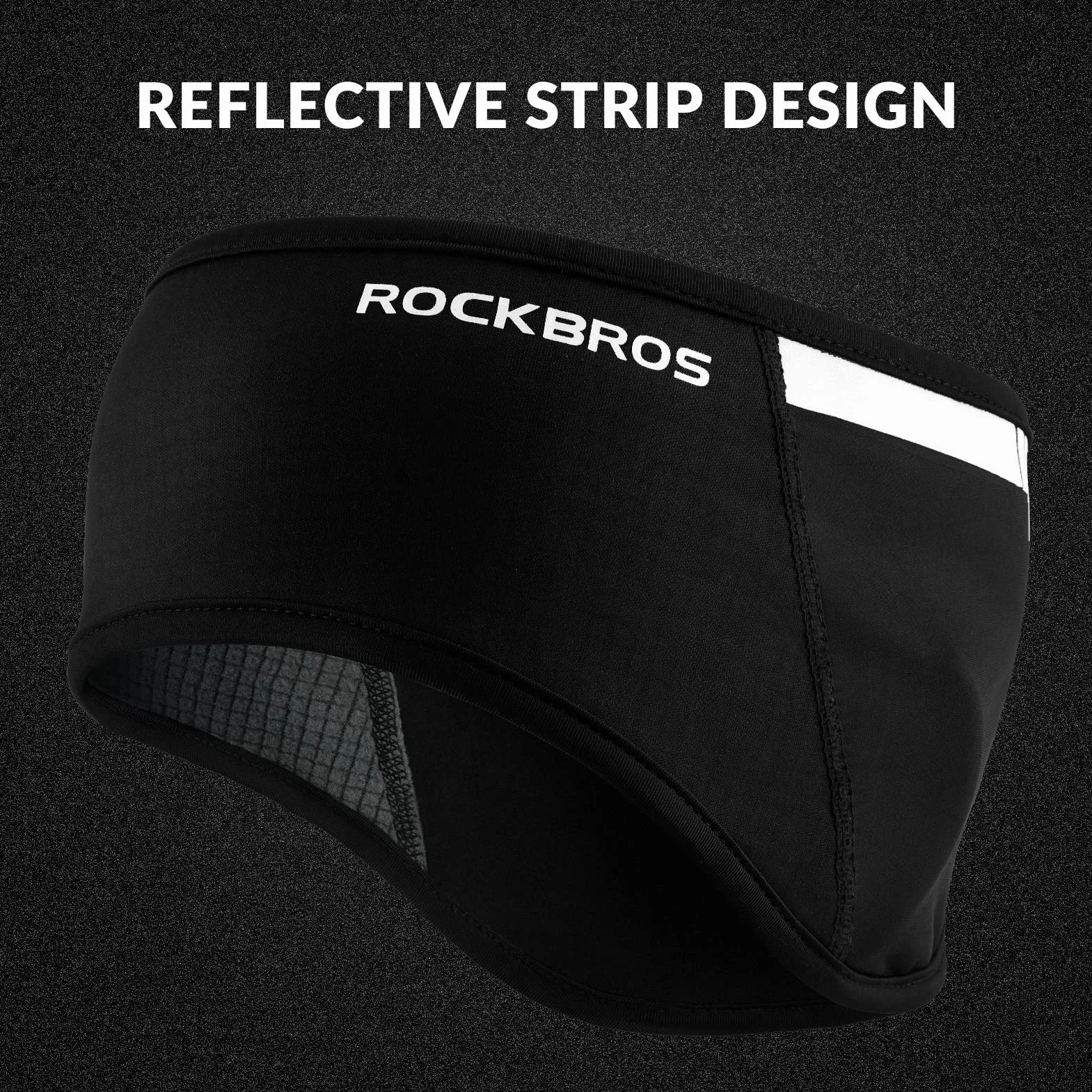 ROCKBROS Opaska na Głowę na Rower Czapka Ochraniacz Wiosna Ciepły Polar Ocieplacz na Uszy Opaska Odprowadzająca Pot Odblaskowe Elastyczne Nauszniki Ciepłe Narty Opaska na Uszy dla Kobiet Mężczyzn