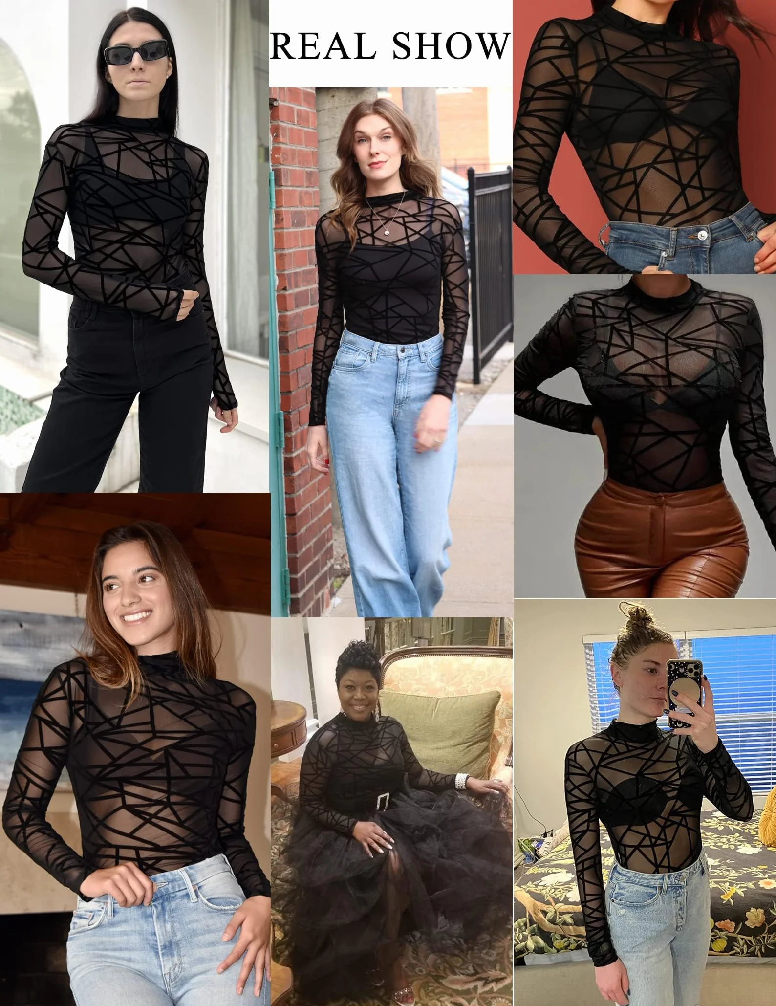 Avidlove Seksowne Body Damskie Przezroczyste Siatkowe Top Stylowe Body z Krótkim Rękawem