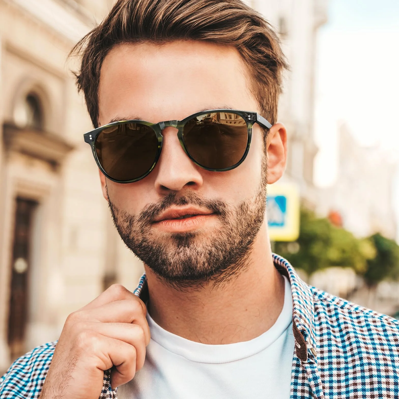 CARFIA Stylowe męskie okulary przeciwsłoneczne Polaryzacja Ochrona UV Damskie okulary przeciwsłoneczne z dziurką od klucza CA2307