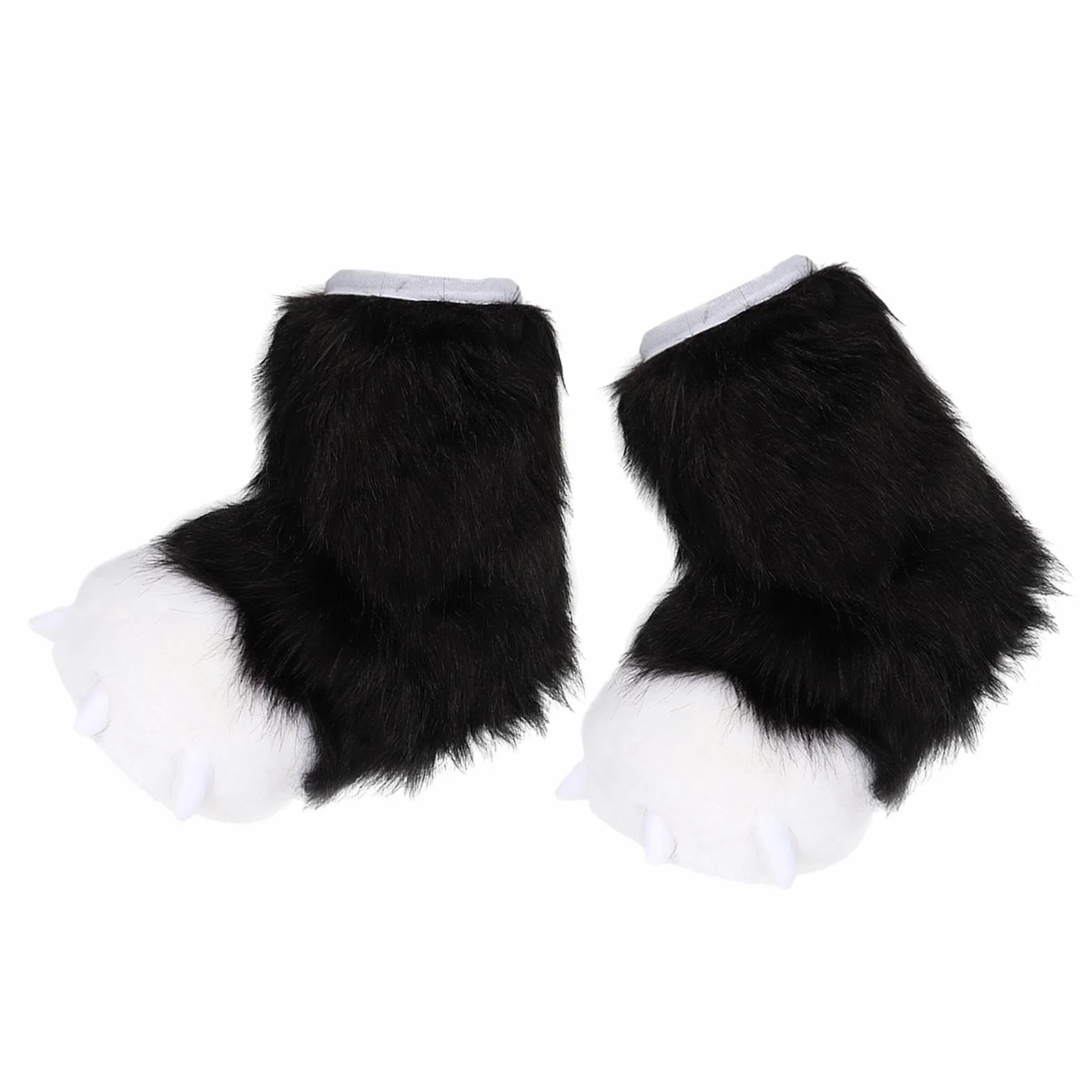 Geardeangloow Fuzzy Paw Cosplay Halloween Fursuit Party Kreskówka Dom Buty Zwierzę czarno-białe, czarno-białe, 21x30x25 cm