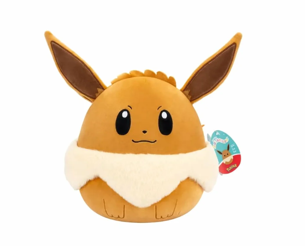 Pokemon Squishmallows - 25 cm Eevee - 10" inch brown/white stuffed plush toy - official Pokémon toy for children under 2+ years.
