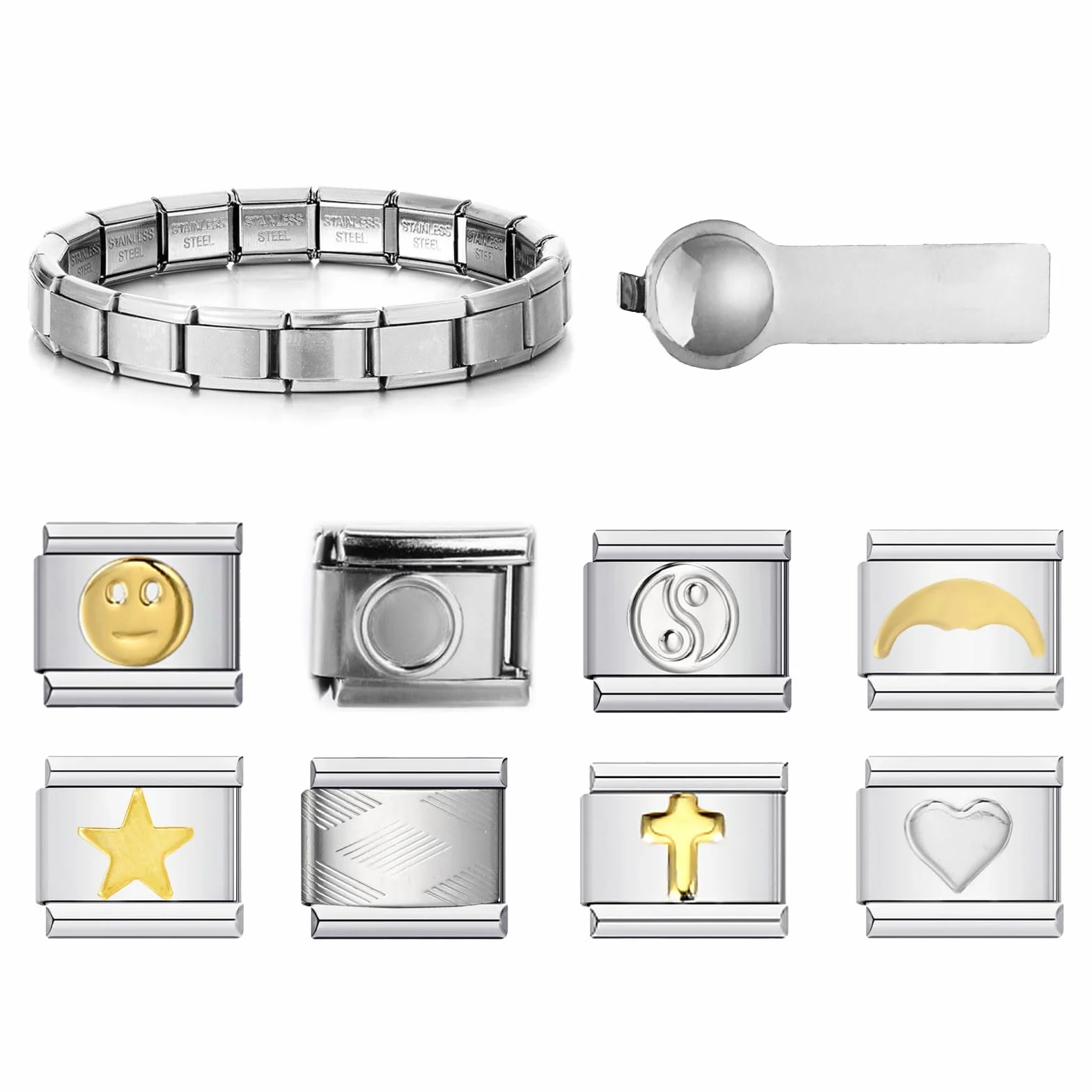 Geaanen Zestaw włoskich bransoletek 8 włoskich bransoletek Charms Włoska bransoletka Charms Włoskie zawieszki w stylu dla kobiet Włoskie zawieszki Włoska bransoletka Włoska zawieszka