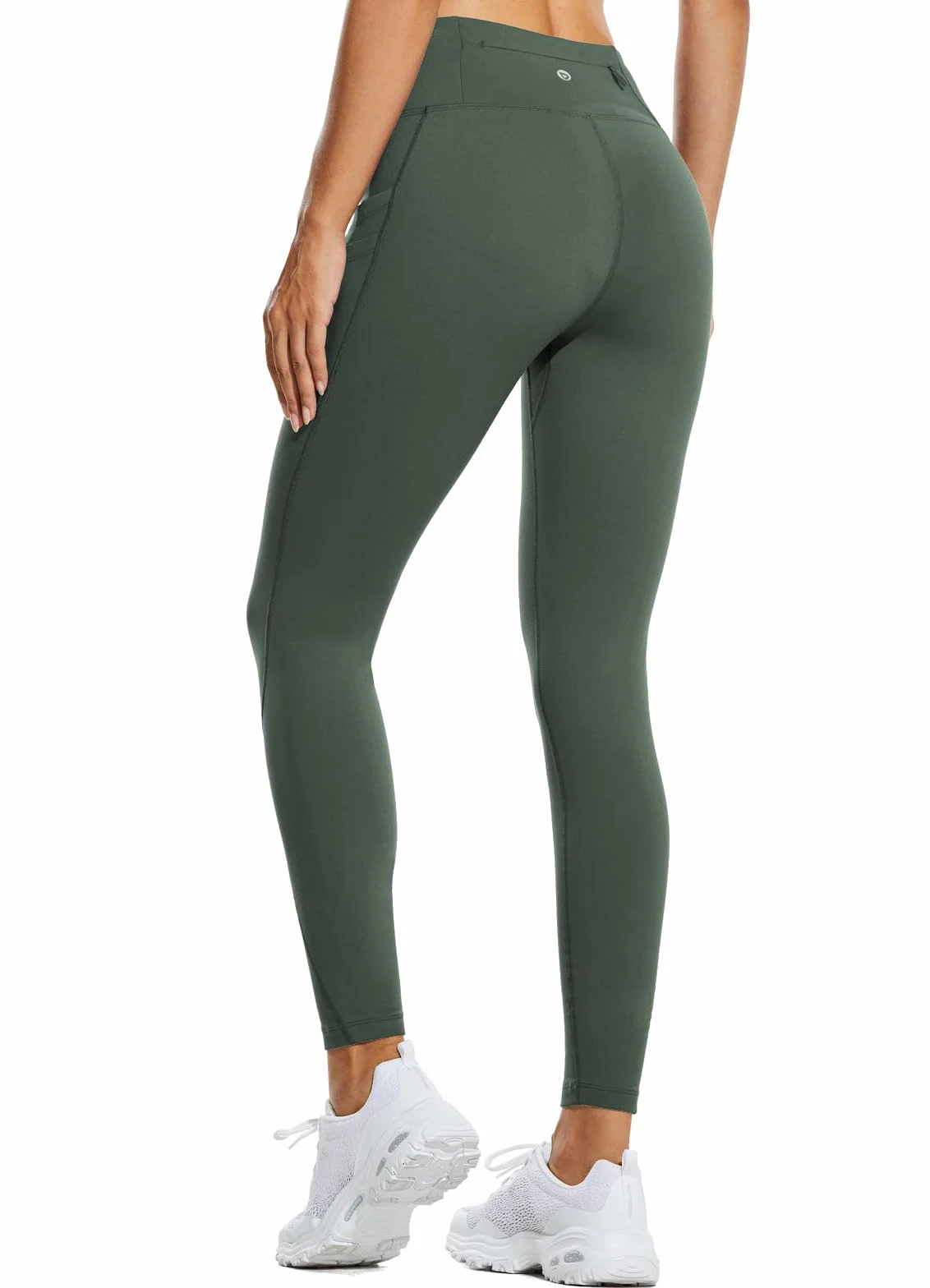 BALEAF Legginsy termiczne, damskie, zimowe, legginsy z wysokim stanem, legginsy sportowe z kieszeniami, legginsy do jogi z polaru, spodnie zimowe są wodoodporne