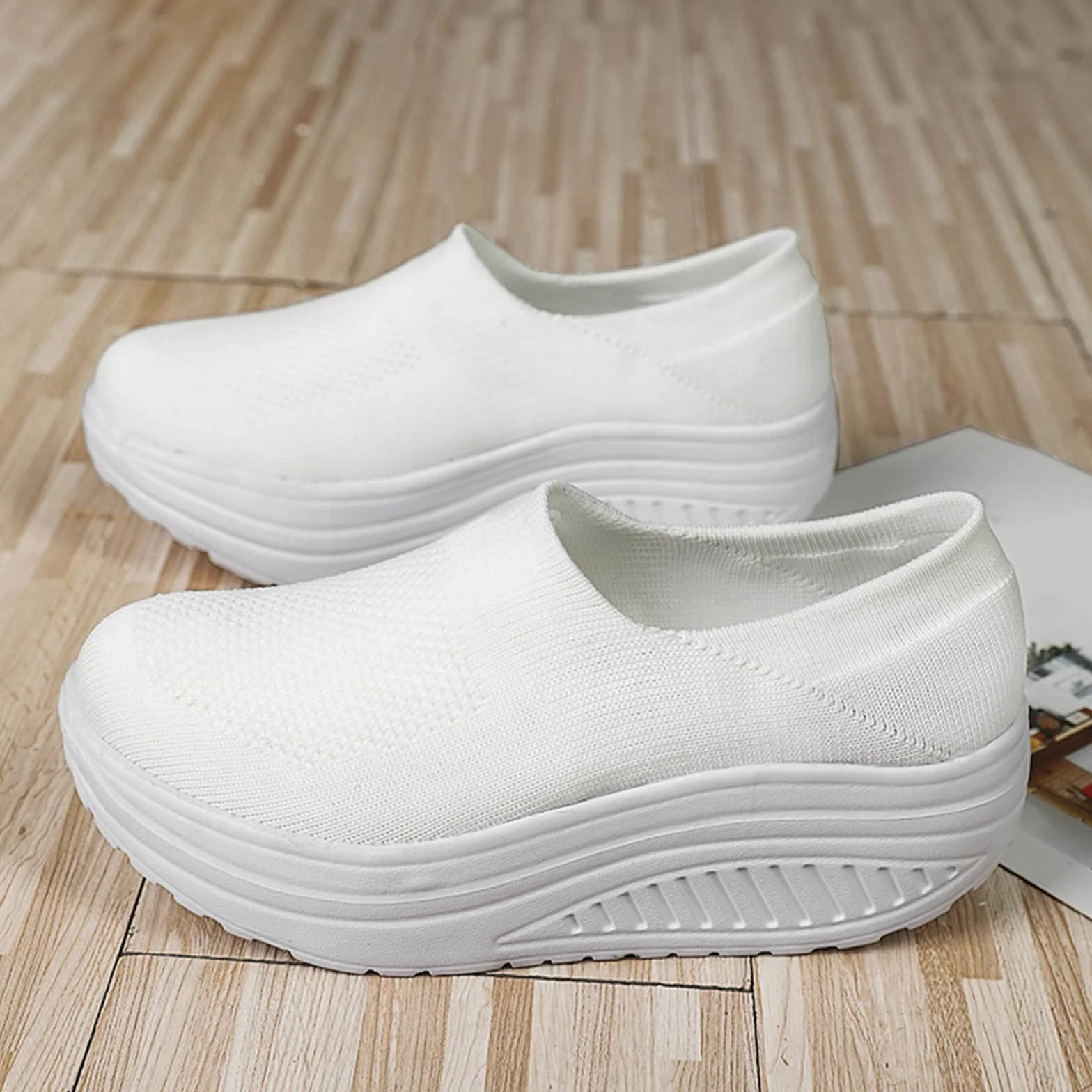 Damskie trampki na platformie, buty z podeszwą kołyskową damskie wsuwane buty z poduszką powietrzną pianka z pamięcią kształtu na koturnie chodzenie bieganie piesze wędrówki trampki ortopedyczne gruba