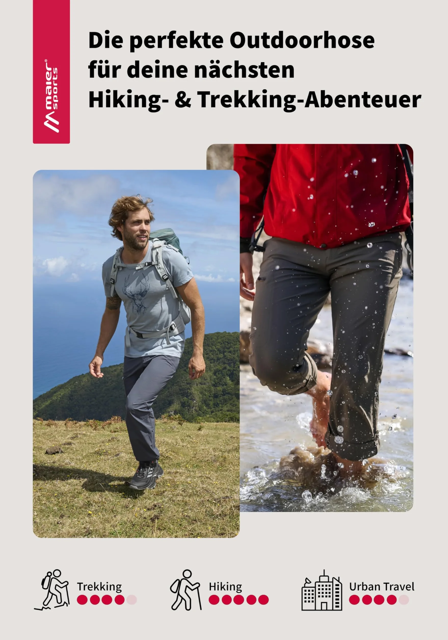 Maier Sports Męskie spodnie trekkingowe Roll-up Nil