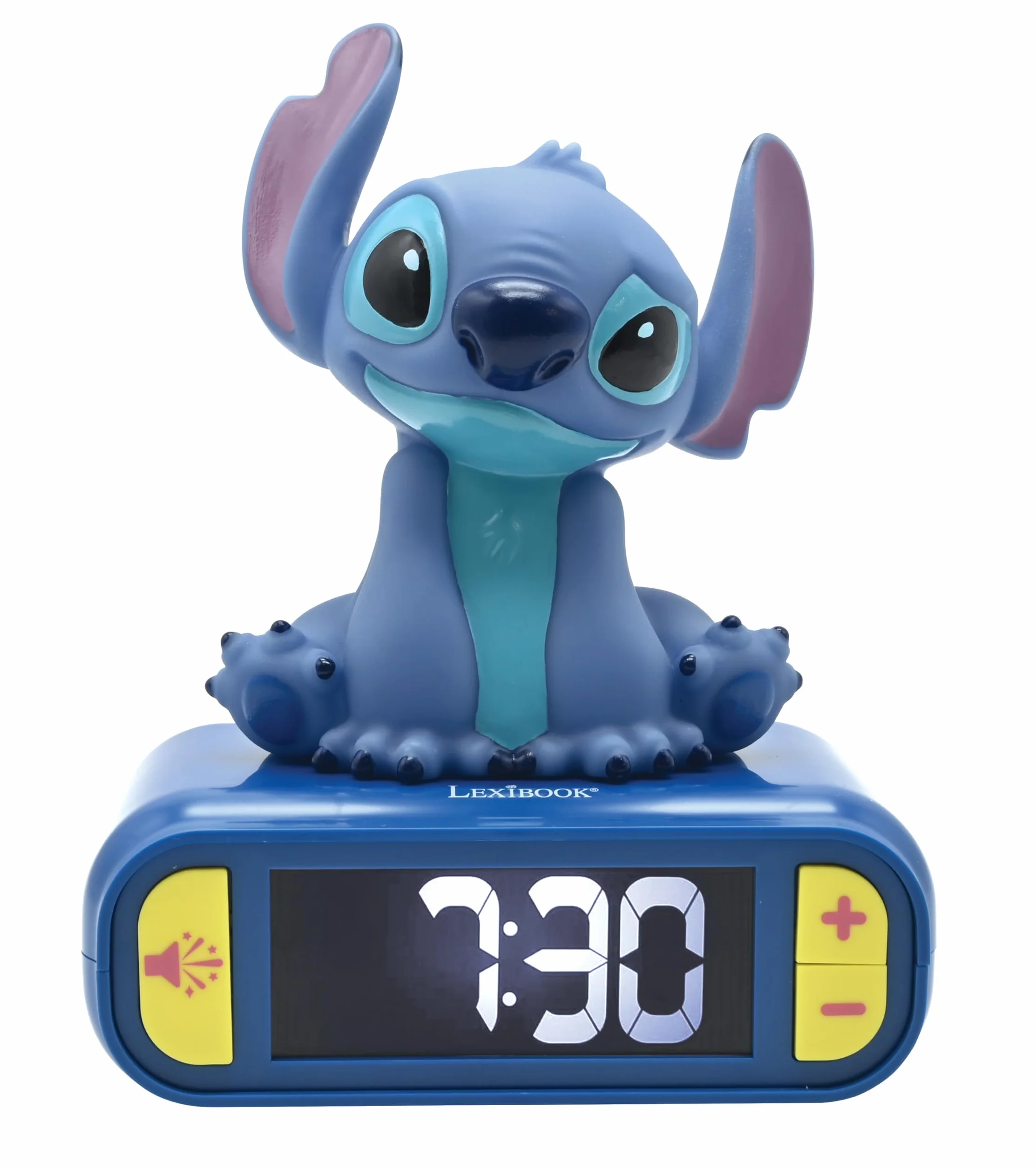 Lexibook, Disney Stitch, Budzik Nocny Stitch, Świecąca Postać, Wybór 6 Alarmów, 6 Efektów Dźwiękowych, Podświetlany Wyświetlacz LCD, Drzemka, Niebieski, RL800D