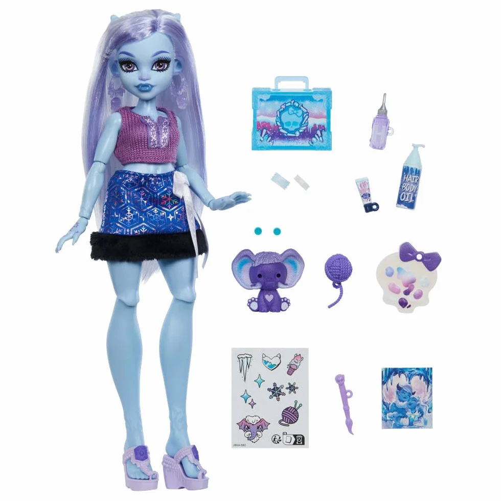 Monster High Straszyrelaks self-care Abbey Bominable Zestaw: lalka i akcesoria-niespodzianki, w tym „henna” oraz akcesoria do malowania i szydełkowania, zabawka dla dzieci 4+, JHK44