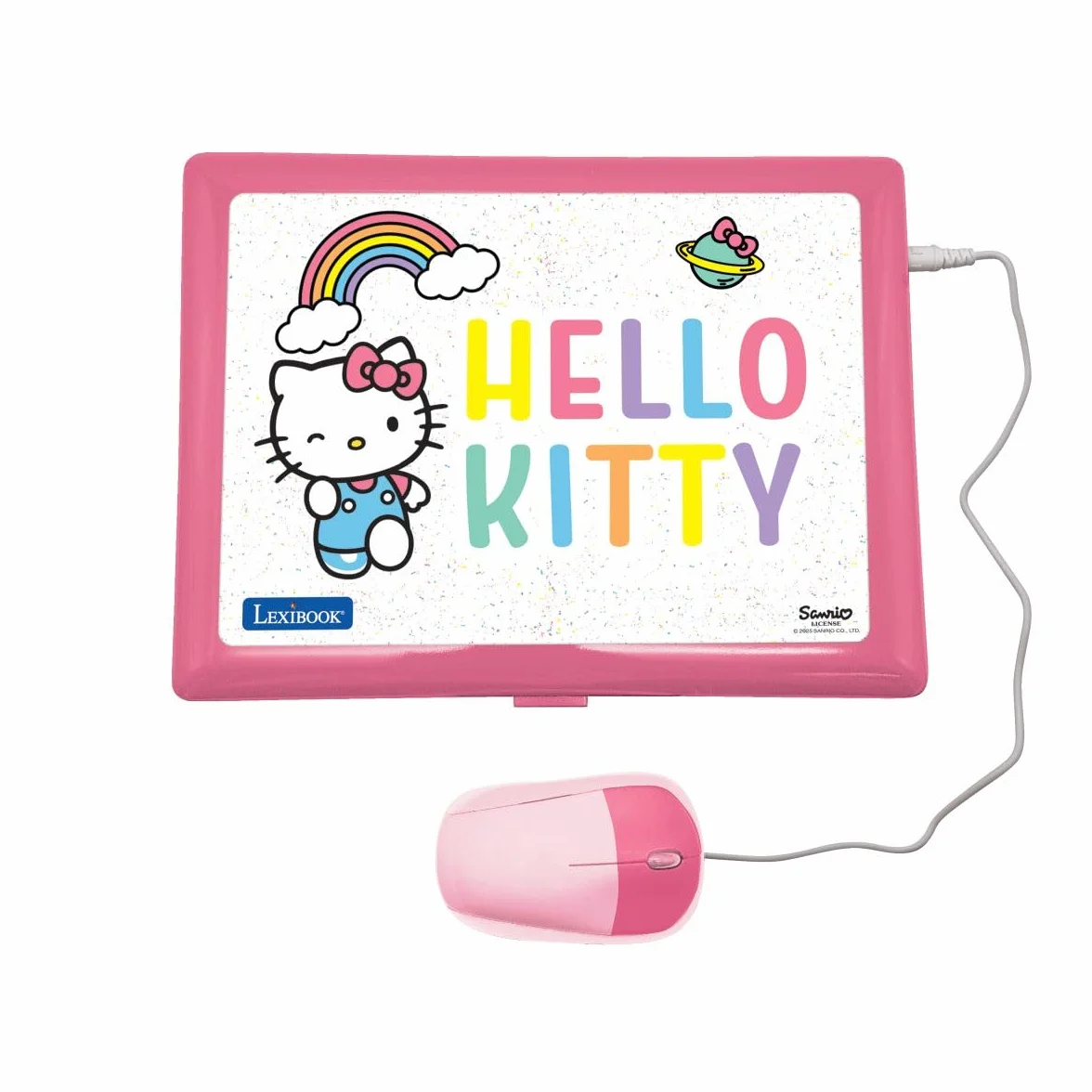 LEXIBOOK, Hello Kitty, dwujęzyczne przenośne urządzenie edukacyjne, angielski/hiszpański, 164 zajęcia językowe, pisanie, matematyka, logika, muzyka i gry, dla chłopców i dziewcząt, JC598HKi2
