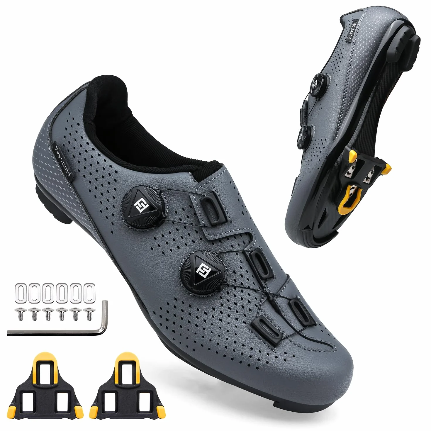 Feyenold Męskie buty rowerowe, damskie, buty rowerowe, kompatybilne z pedałami SPD-SL i kompatybilna instalacja, SPD/Look KEO Cleats buty jeździeckie