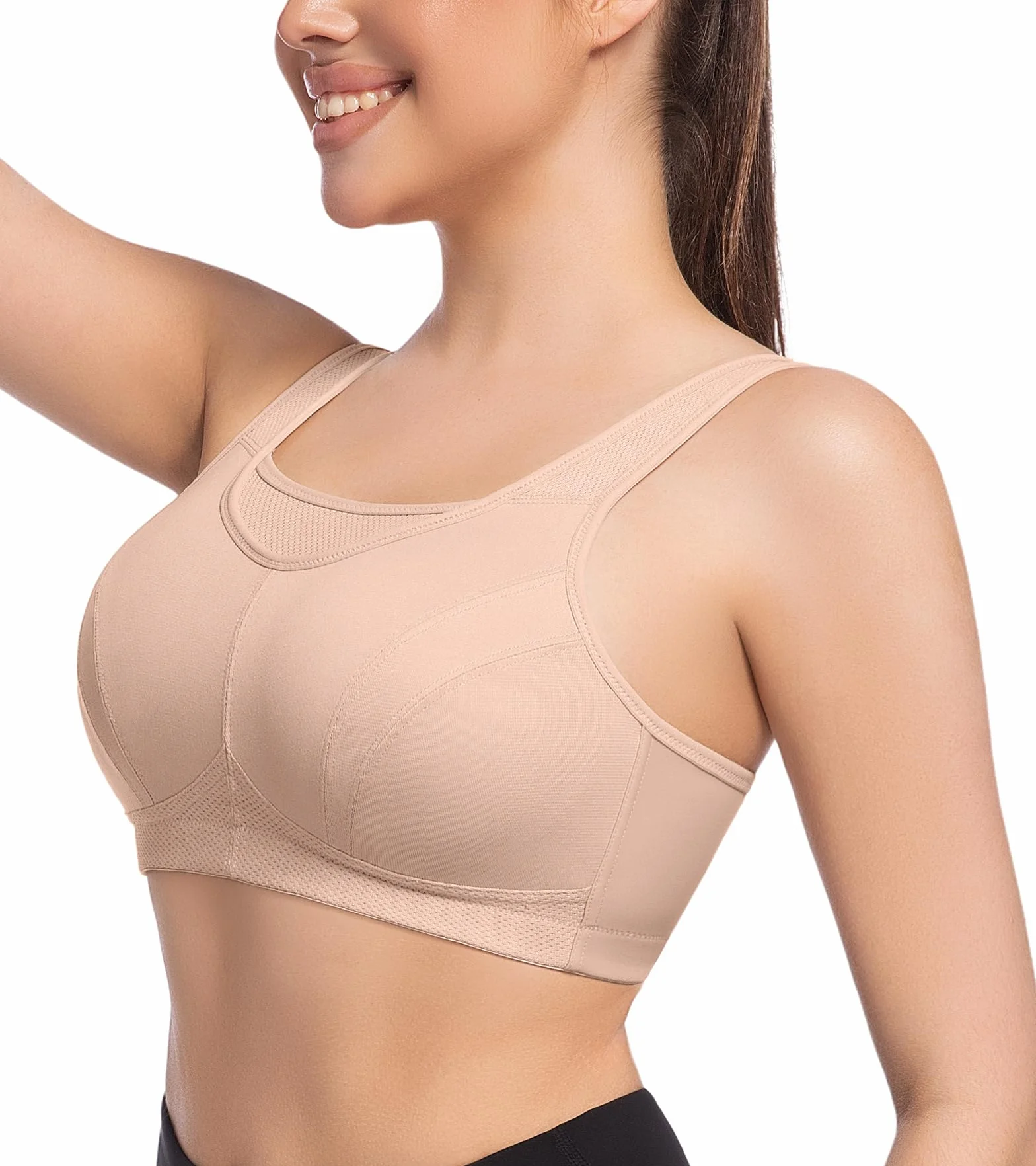 Damski biustonosz sportowy o wysokim efekcie Racerback Plus Size bez wyściółki, bez fiszbin