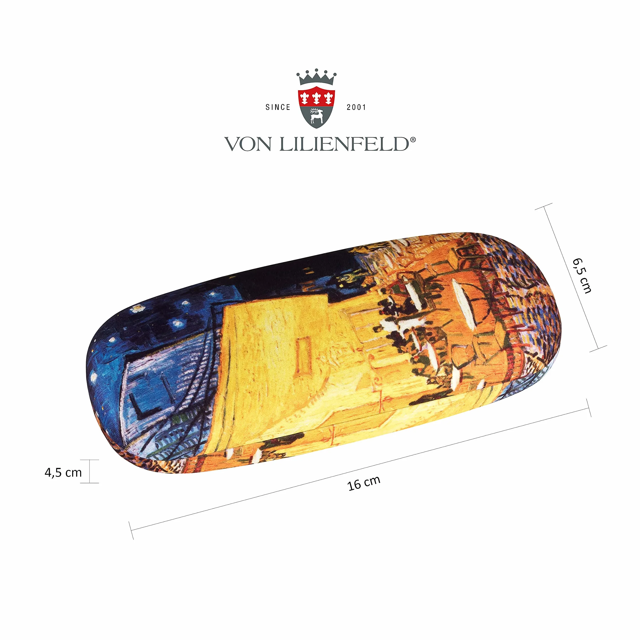 VON LILIENFELD etui na okulary Vincent van Gogh nocna kawiarnia okulary ściereczka z mikrofibry do czyszczenia okularów pudełko na okulary solidne etui pokryte tkaniną