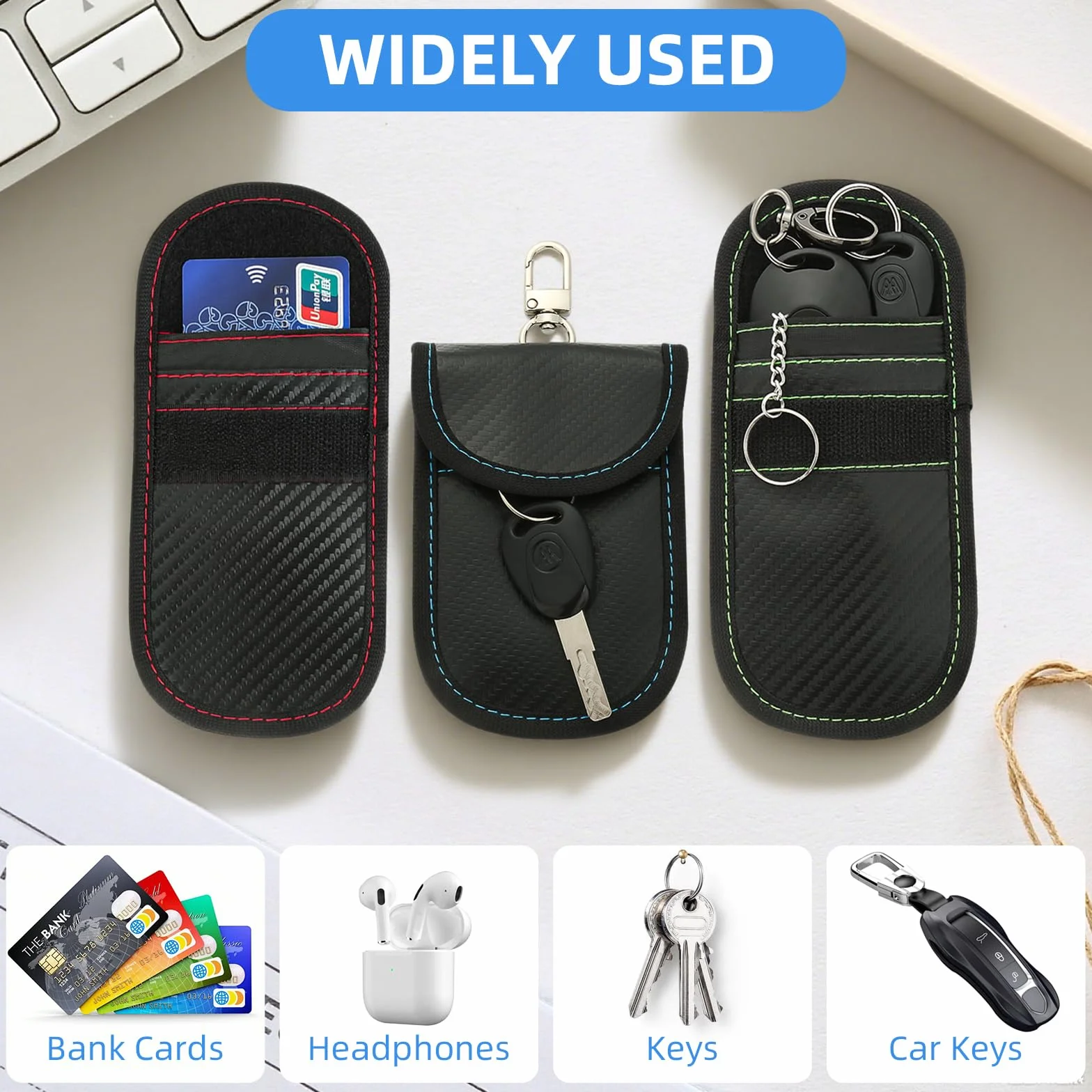 3 sztuki osłony na kluczyki samochodowe Keyless Go, ochrona przed kradzieżą RFID, klucze Keyless Go, osłona blokująca RFID, etui na kluczyki samochodowe, karty kredytowe, karty dostępu