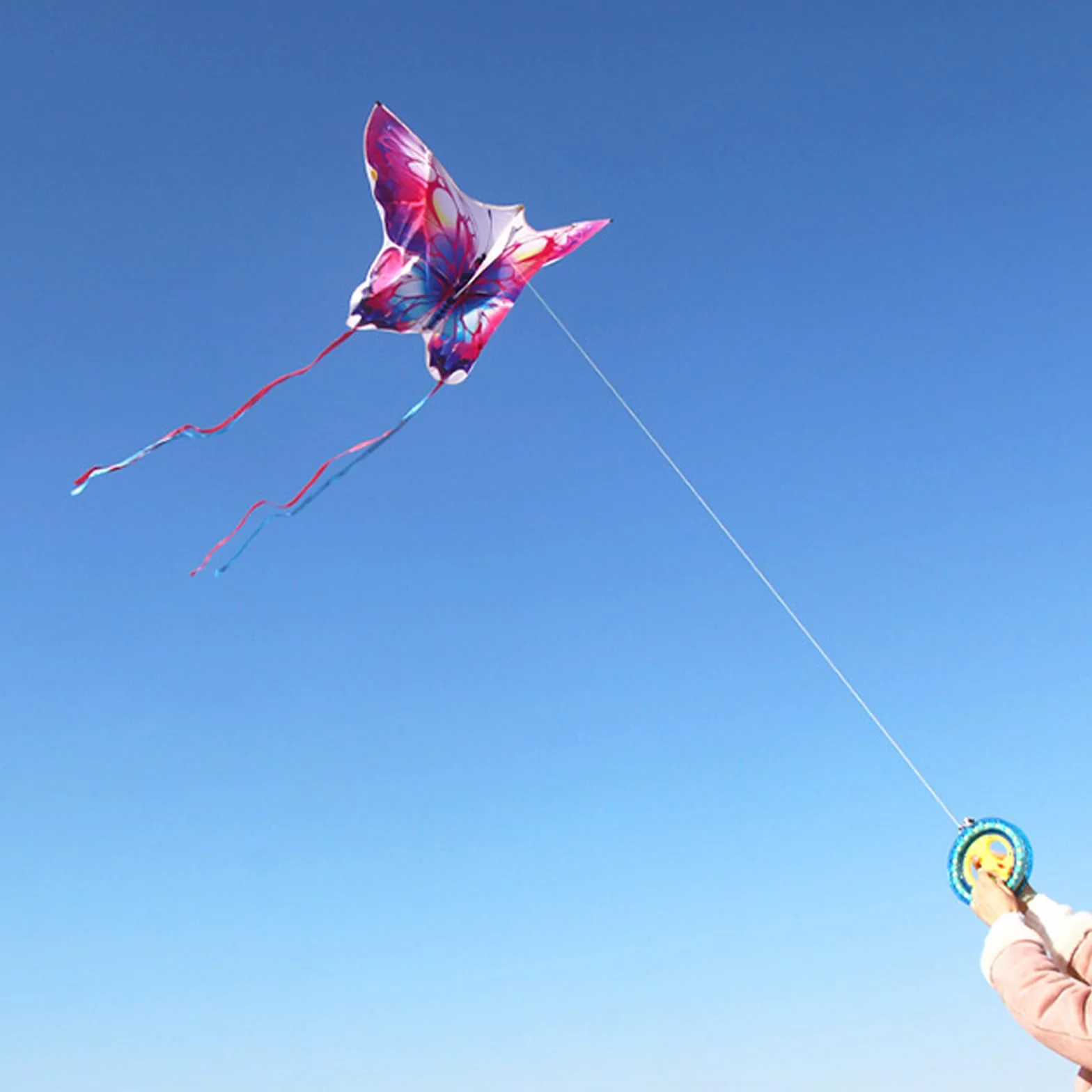 SSKHE Duży latawiec motylkowy 140 cm – łatwy do latania latawiec dla początkujących z długim ogonem | na plażę i do parku na świeżym powietrzu | przyjazna rodzinie aktywność na świeżym powietrzu i