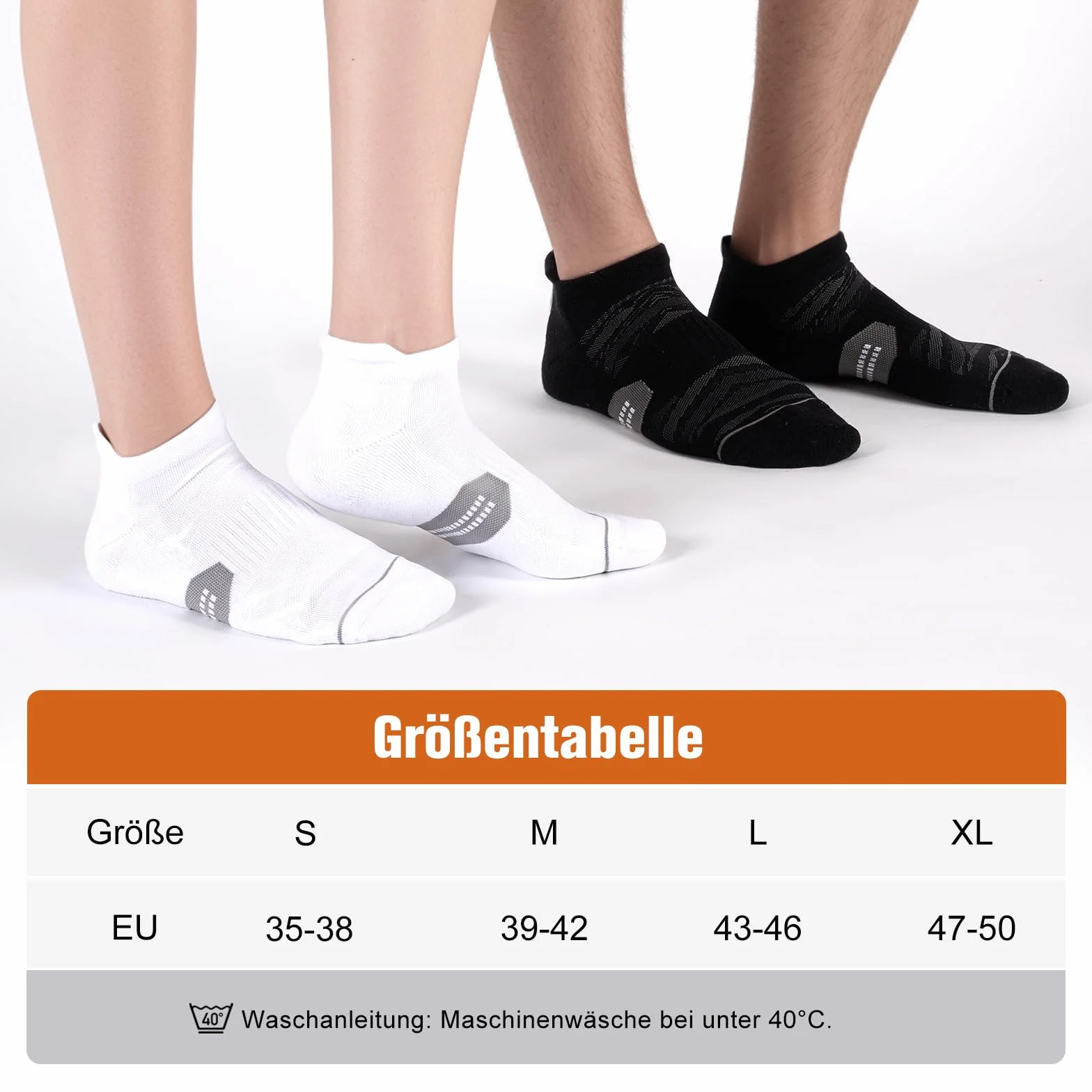 Niorasen Sneaker skarpetki męskie damskie, oddychające krótkie skarpetki sportowe z polstrowaną obudową, 6 par