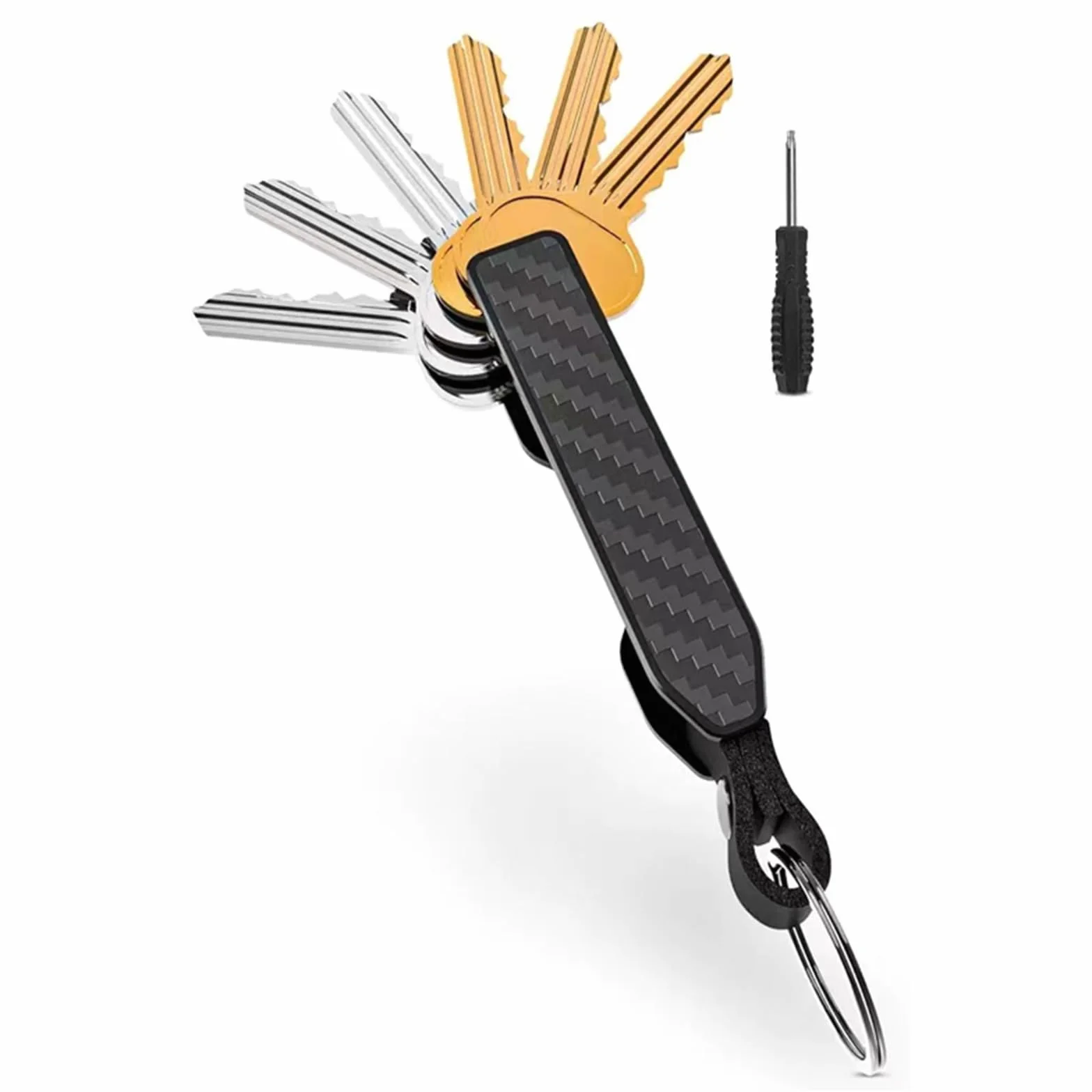 Sugeru® Organizer na klucze – przenośny brelok do 6 kluczy – czarny