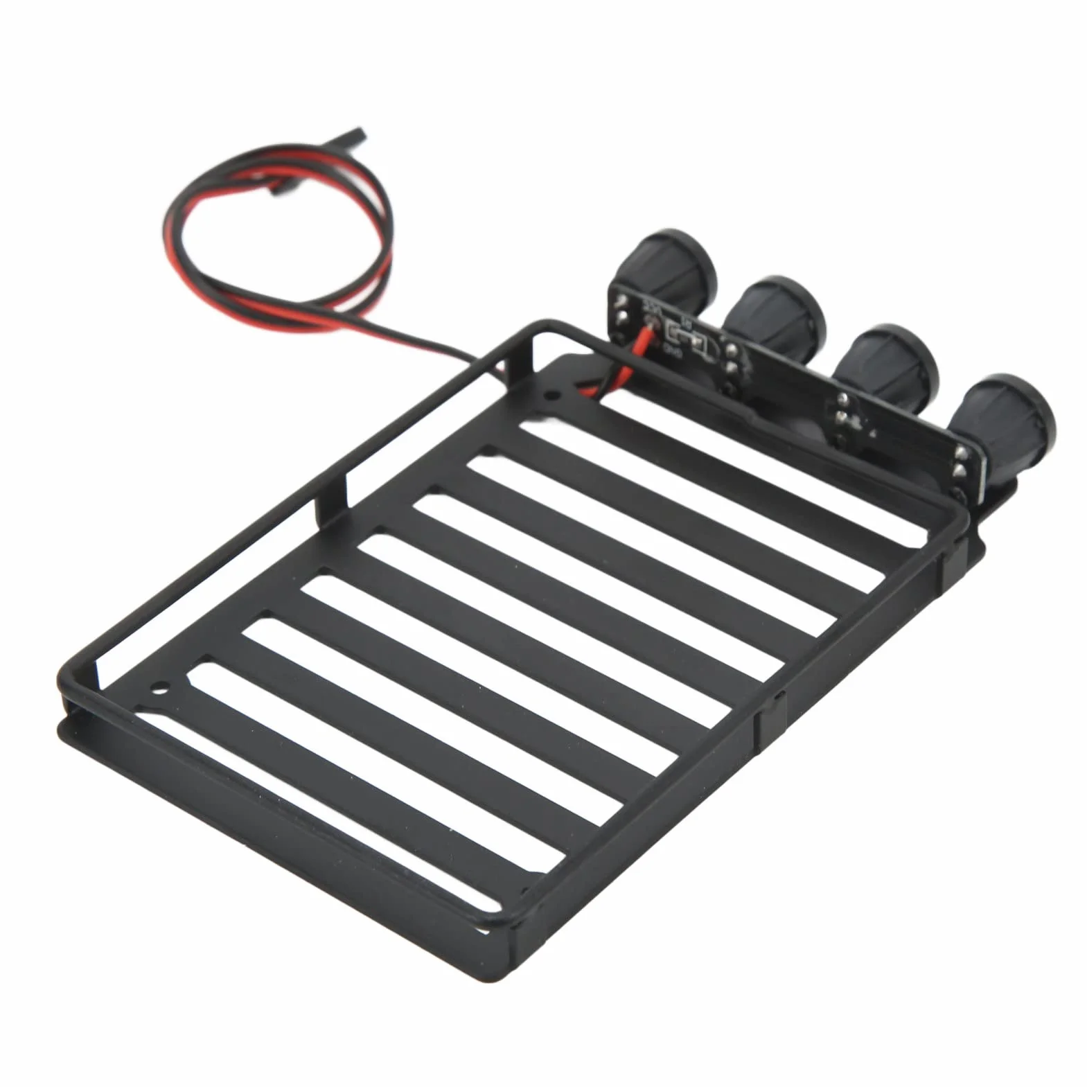 Dilwe Bagażnik Dachowy RC, ze światłem LED do Gąsienicy Axial SCX24 1 24 RC, Trwały Plastikowy materiał żelazny, łatwa Instalacja Akcesorium do Symulacji (Okrągła Lampa)