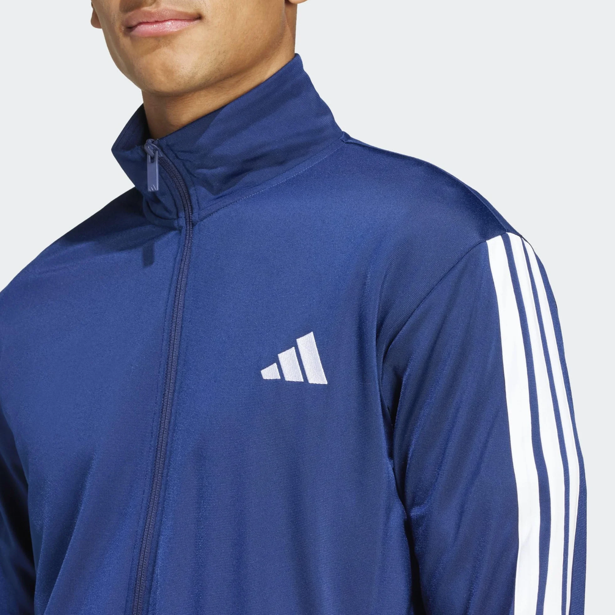 adidas Mężczyźni SPORTSWEAR BASIC 3 STRIPES TRICOT TRACKSUIT, Dark Blue, L
