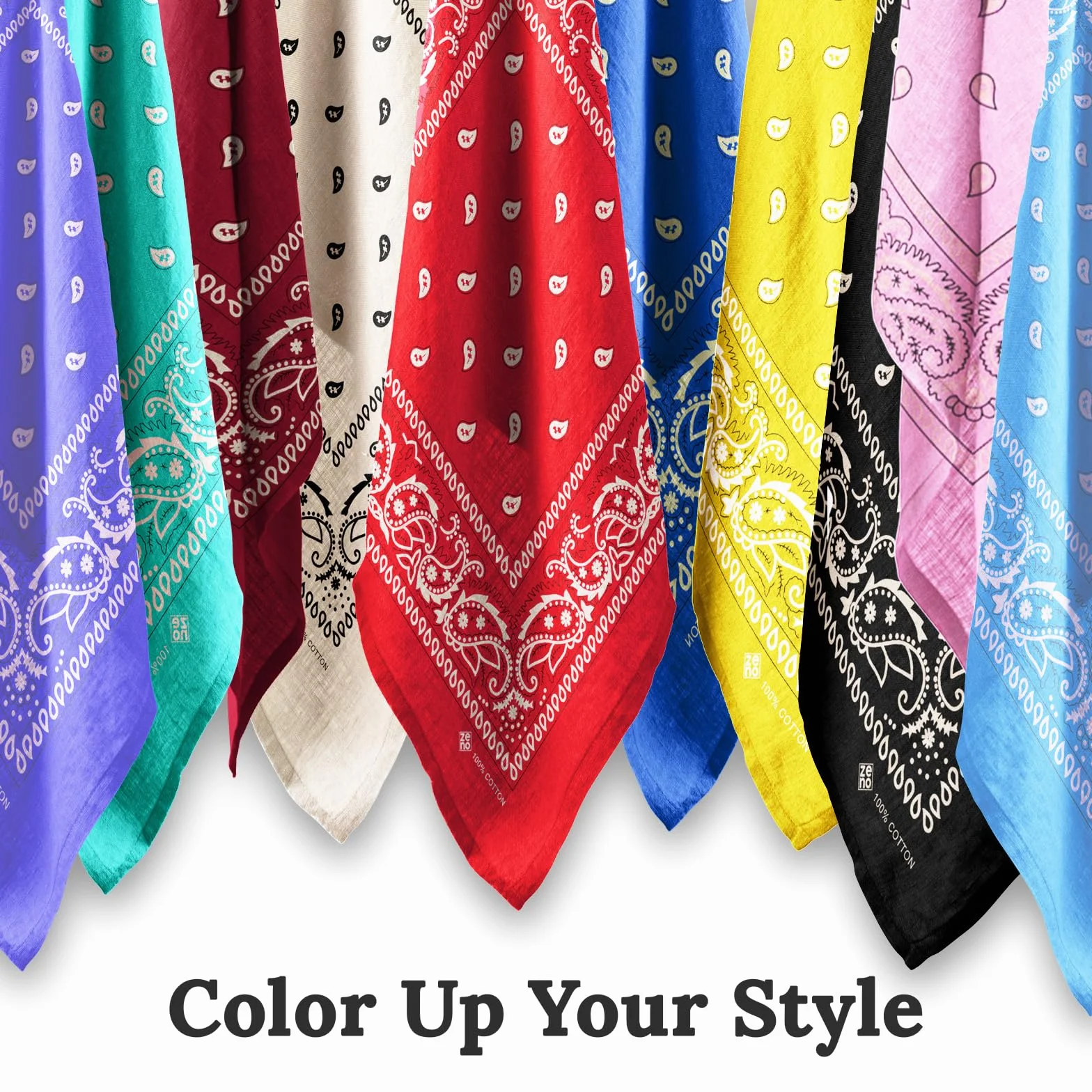 ZENO Czerwona bandana - 100% bawełna i włókna naturalne - Czerwony szalik niezawierający poliestru - Najwyższa jakość - Miękka, trwała i można prać w pralce - Męska bandana - Uniseks i dzieci - 5 szt.