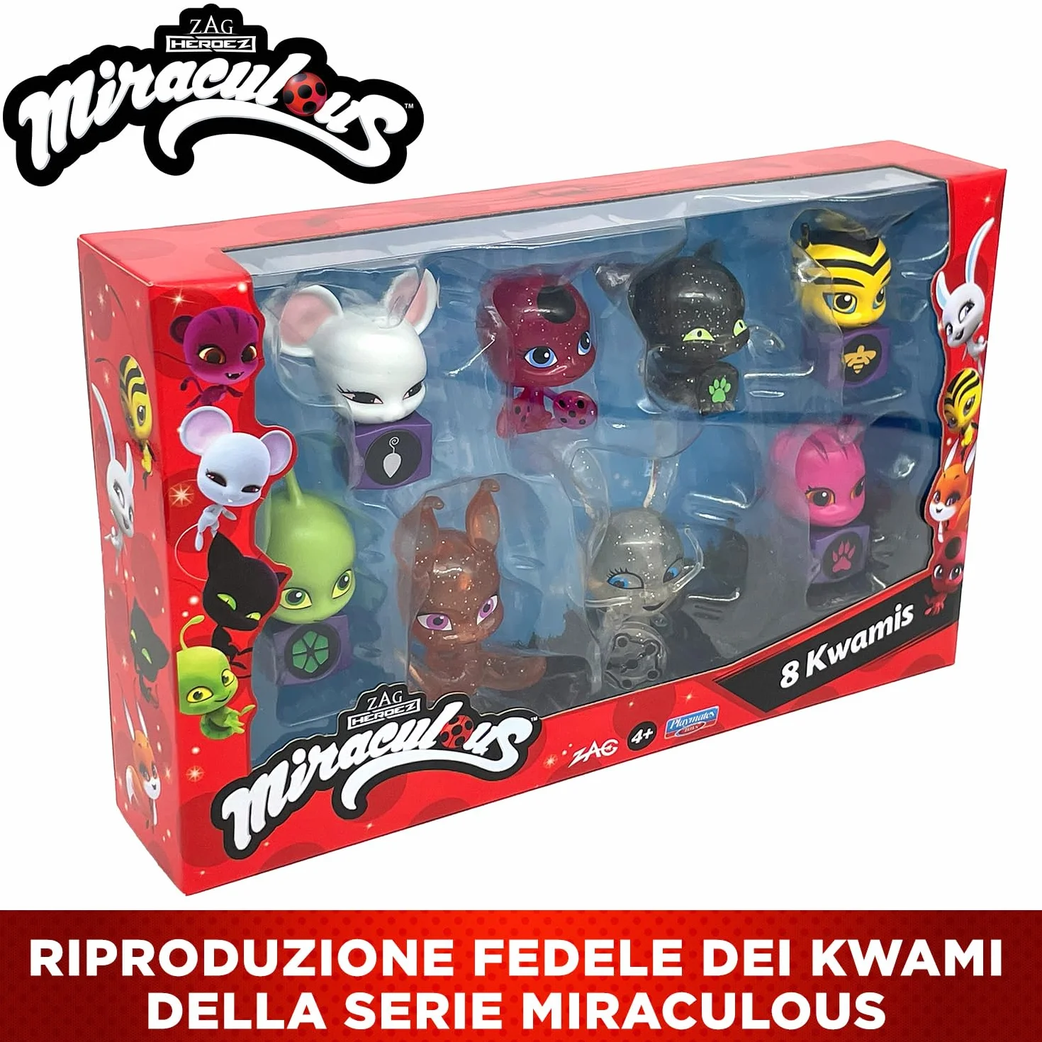 BANDAI - Miraculous – zestaw 8 figurki Kwamis – kolekcja mini figurek – szkatulka z 8 kwamisami – zabawka od 4 lat – P50532