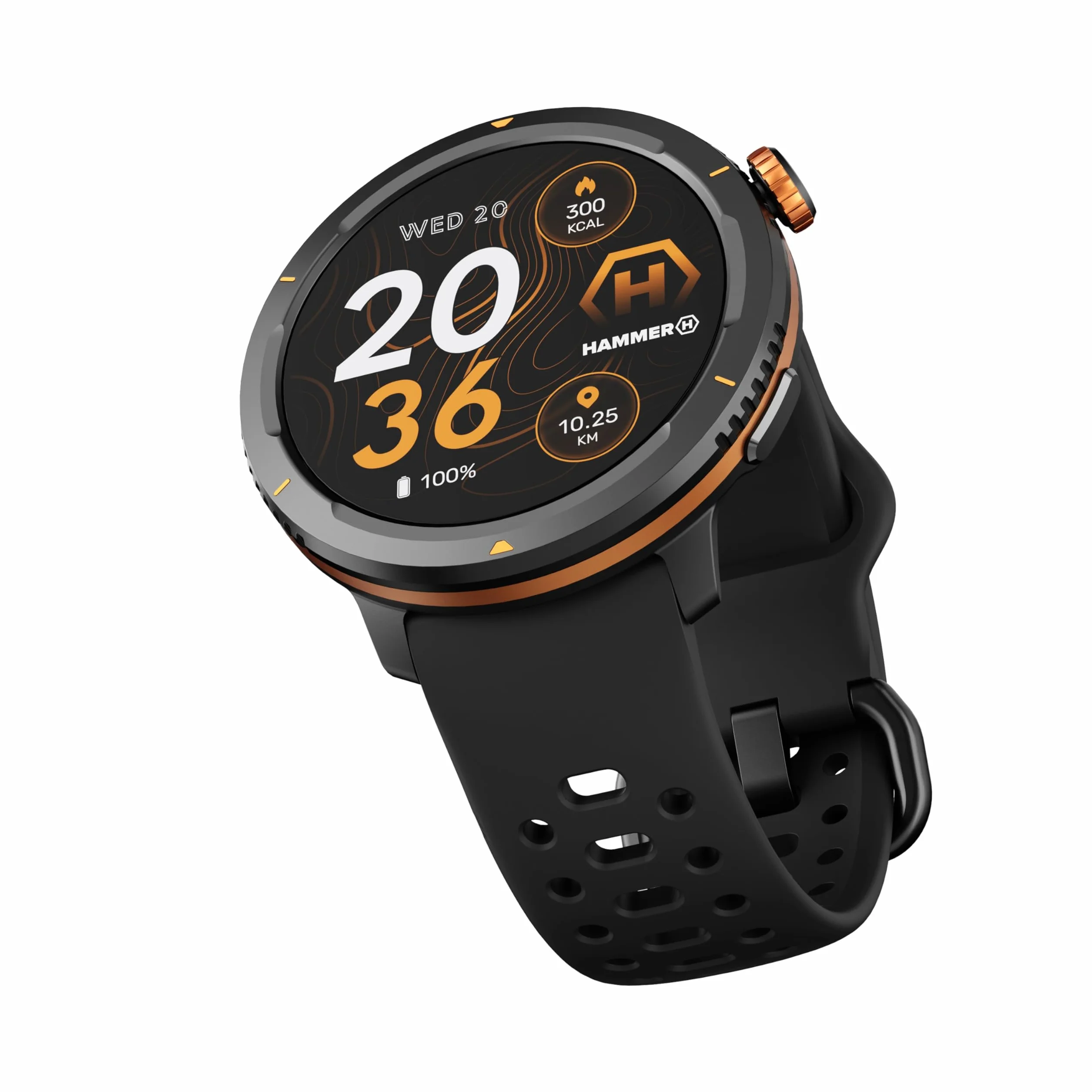 Hammer Smartwatch 2 Lite, wyświetlacz AMOLED 1,43 cala, funkcja Always-on-Display, bateria 370 mAh do 15 dni na jednym ładowaniu, wodoodporność 3 ATM, Bluetooth i przycisk SOS.