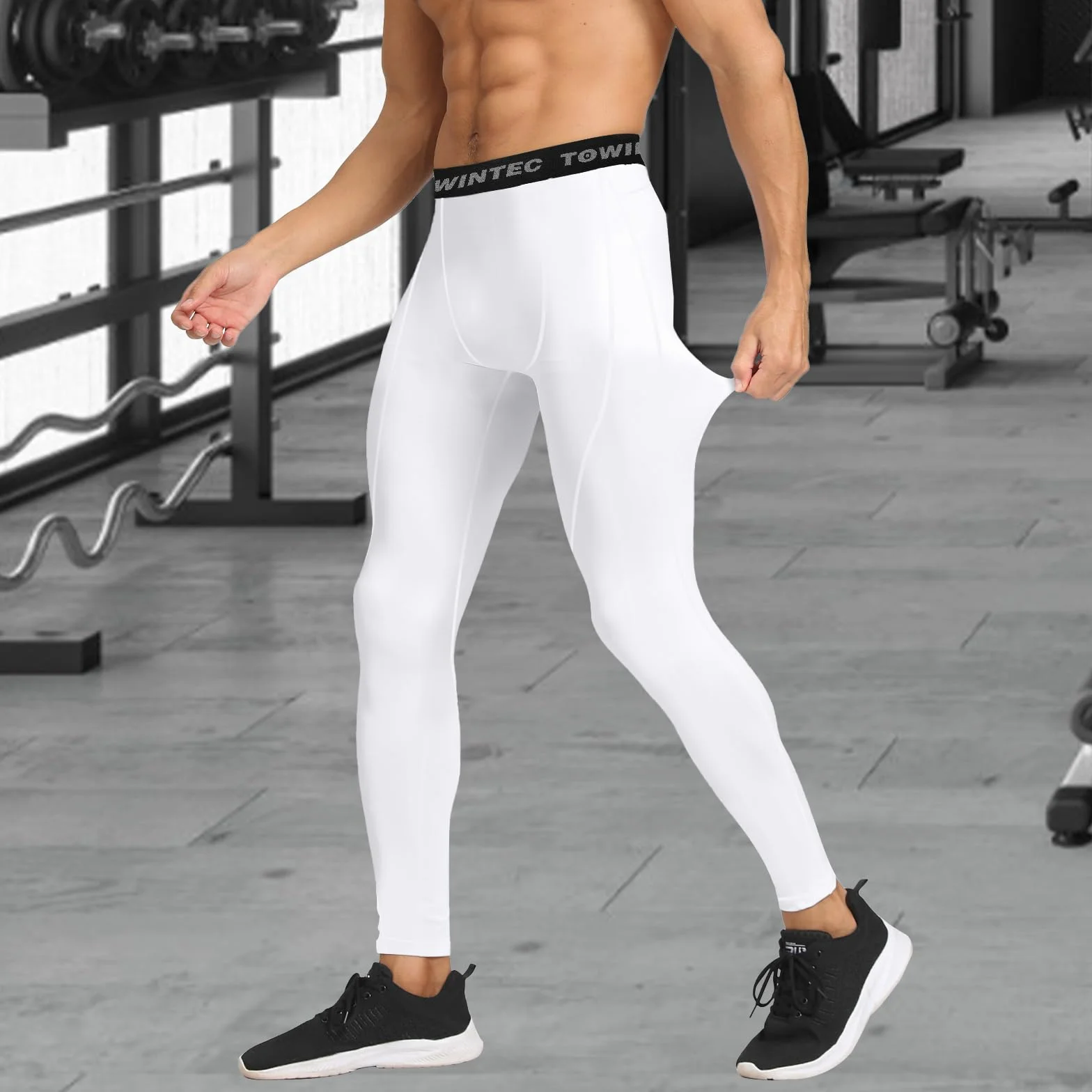 Męskie spodnie kompresyjne Szybkoschnące Baselayer długie sportowe lekkie oddychające legginsy spodnie do biegania obcisłe rozciągliwe rajstopy do koszykówki fitness jogging