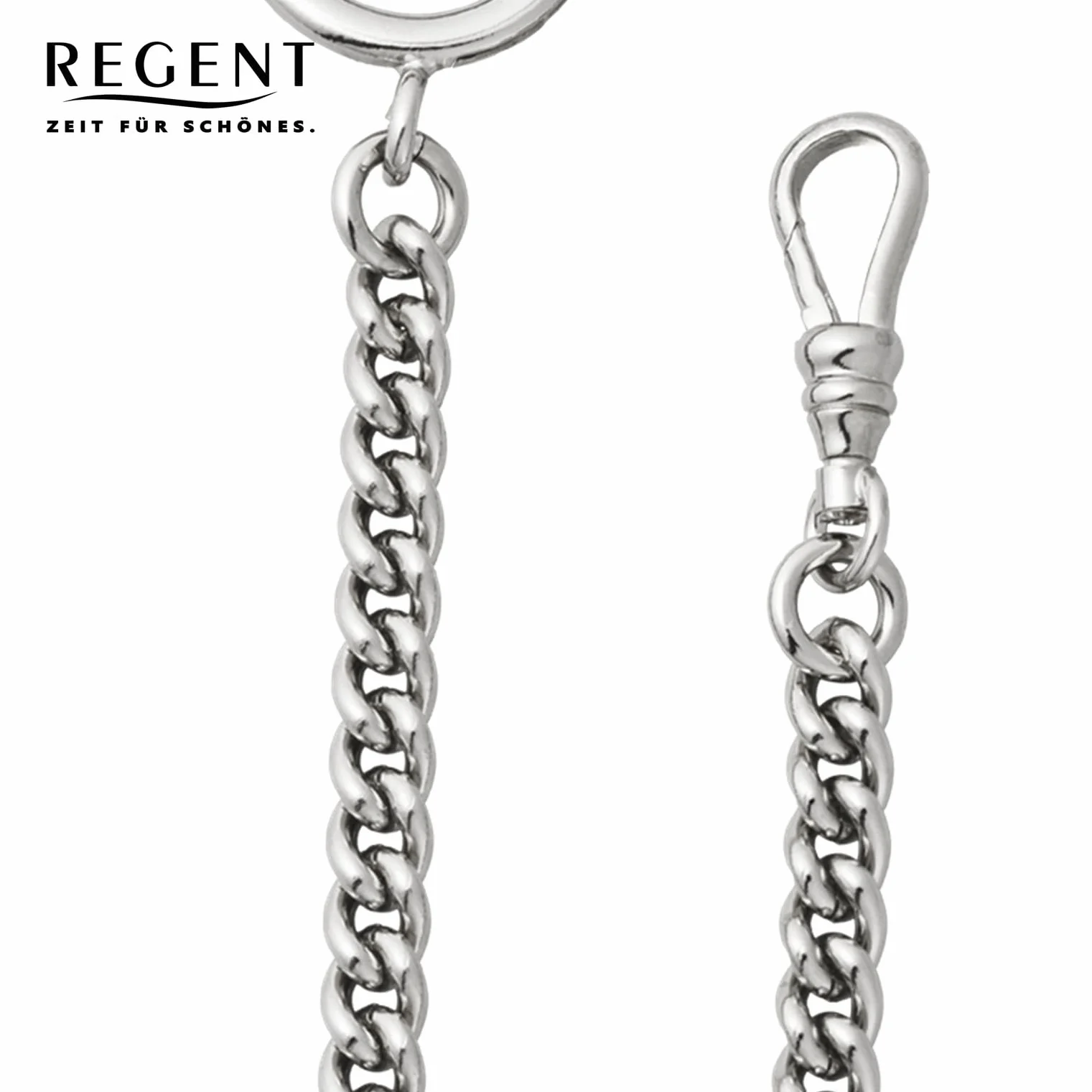 Regent Zegarek kieszonkowy łańcuszek okrągły pancerz 5 mm łańcuszek do zegarka P47 do Eichmüller Junghans Casio i innych zegarków, srebro, Klasyczny