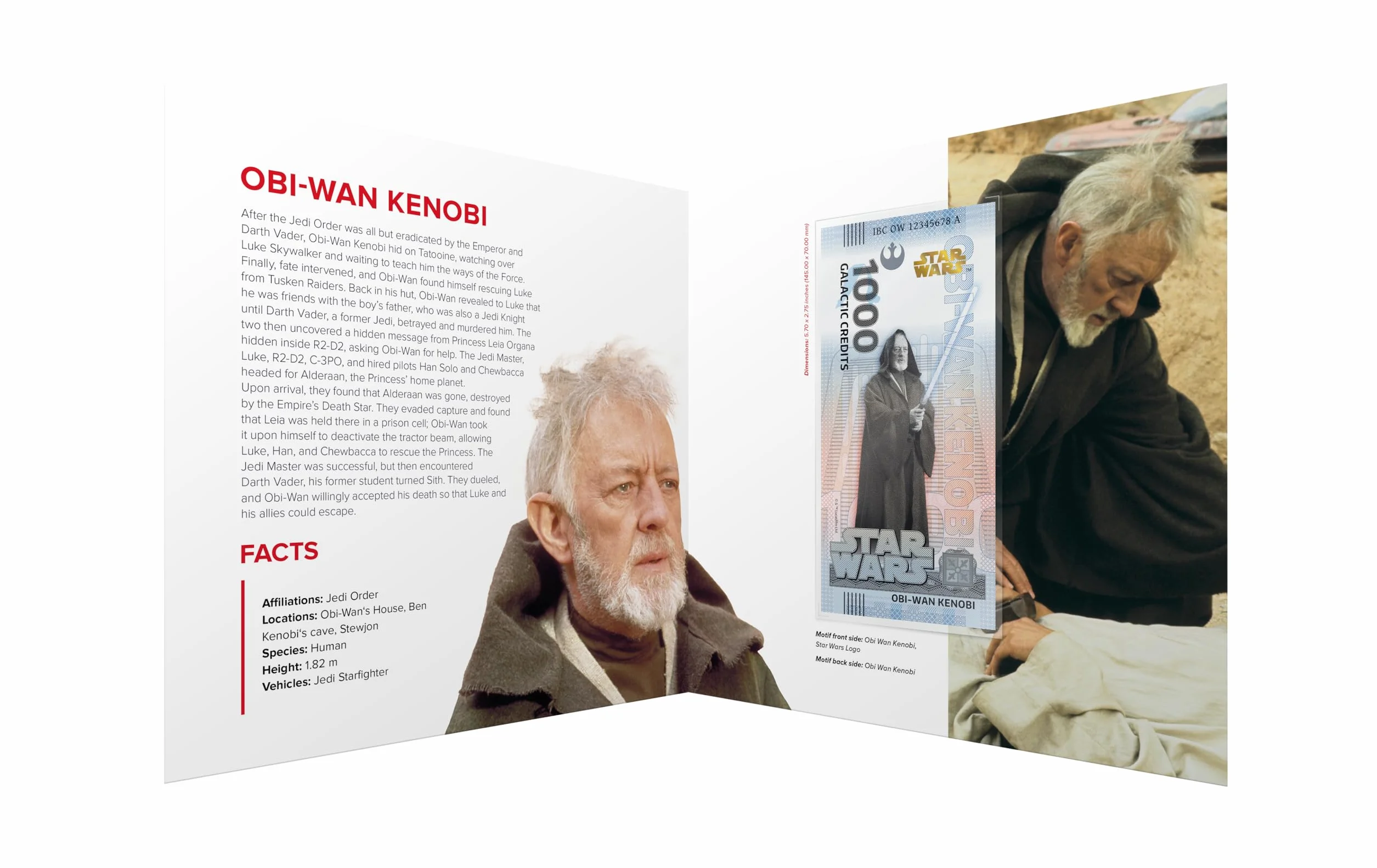 FANTASY CLUB | Gwiezdne Wojny Trylogia Bilet Oryginalny OBI WAN Kenobi | Oficjalne towary | Edycja limitowana ze złotym hologramem i efektami UV
