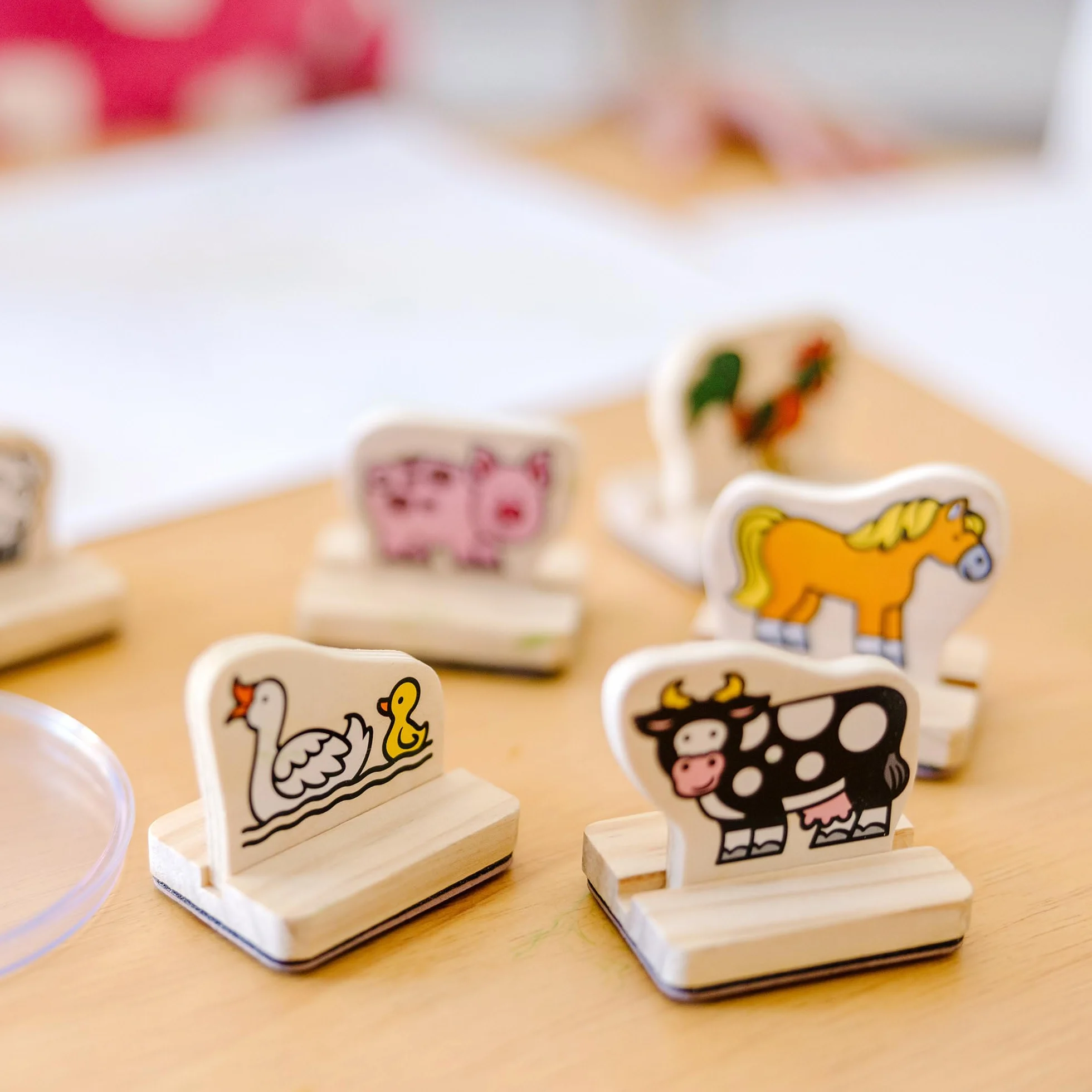 Melissa & Doug My First Wooden Stamp Set - Farm Animals Zestaw Drewnianych Pieczątek, Wielokolorowy, 8 Pieczątek